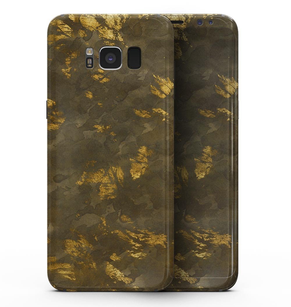 Dirt Covered Golden Plate skin for Samsung Galaxy S8, showcasing a stylish design that protects the device while enhancing its appearance.