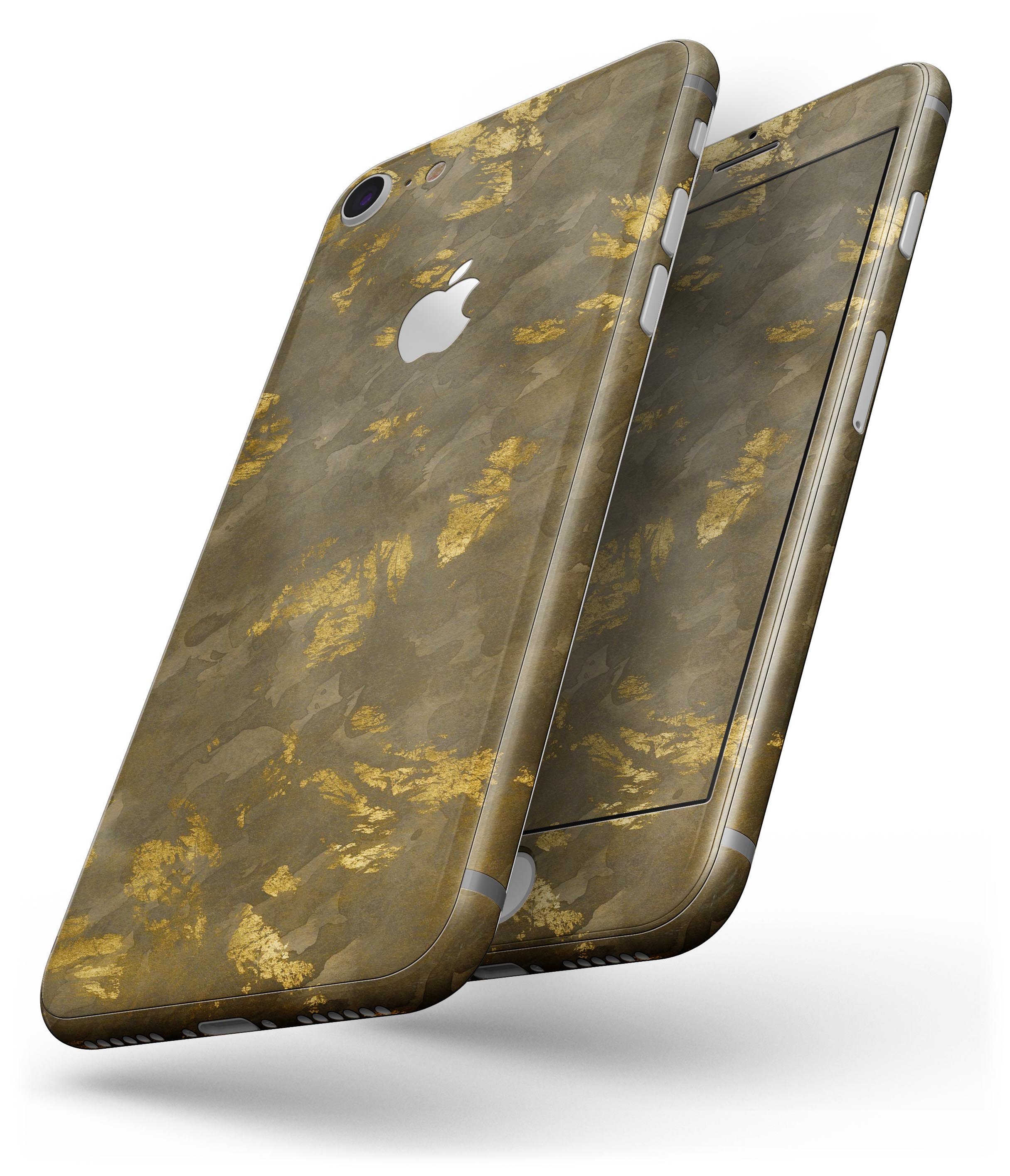 Dirt Covered Golden Plate skin for iPhone 8 and 8 Plus, showcasing a stylish design with a textured golden finish.