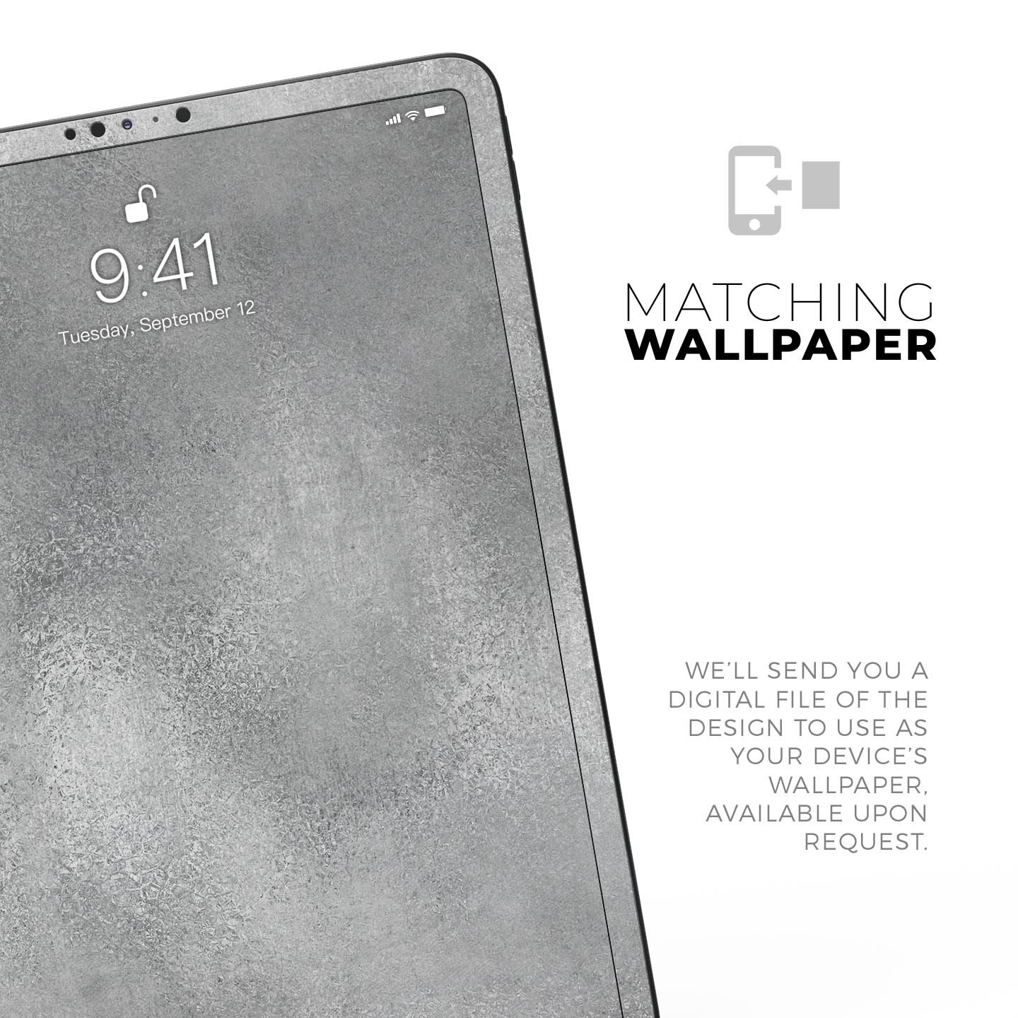 Distressed Silver Texture v11 skin decal for Apple device, showcasing a sleek design and premium finish.