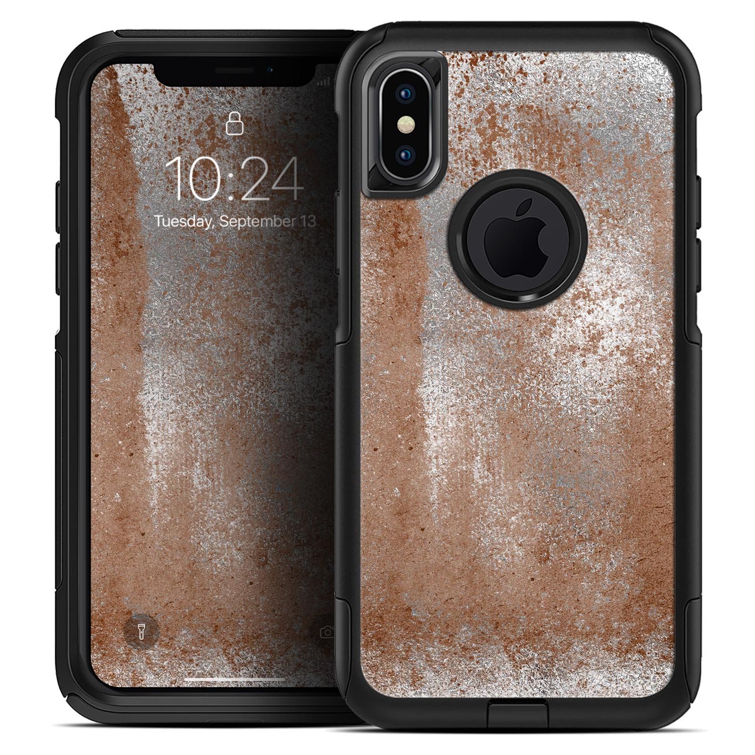 Distressed Silver Texture Skin Kit for iPhone OtterBox Cases, showcasing a sleek design and premium quality finish.