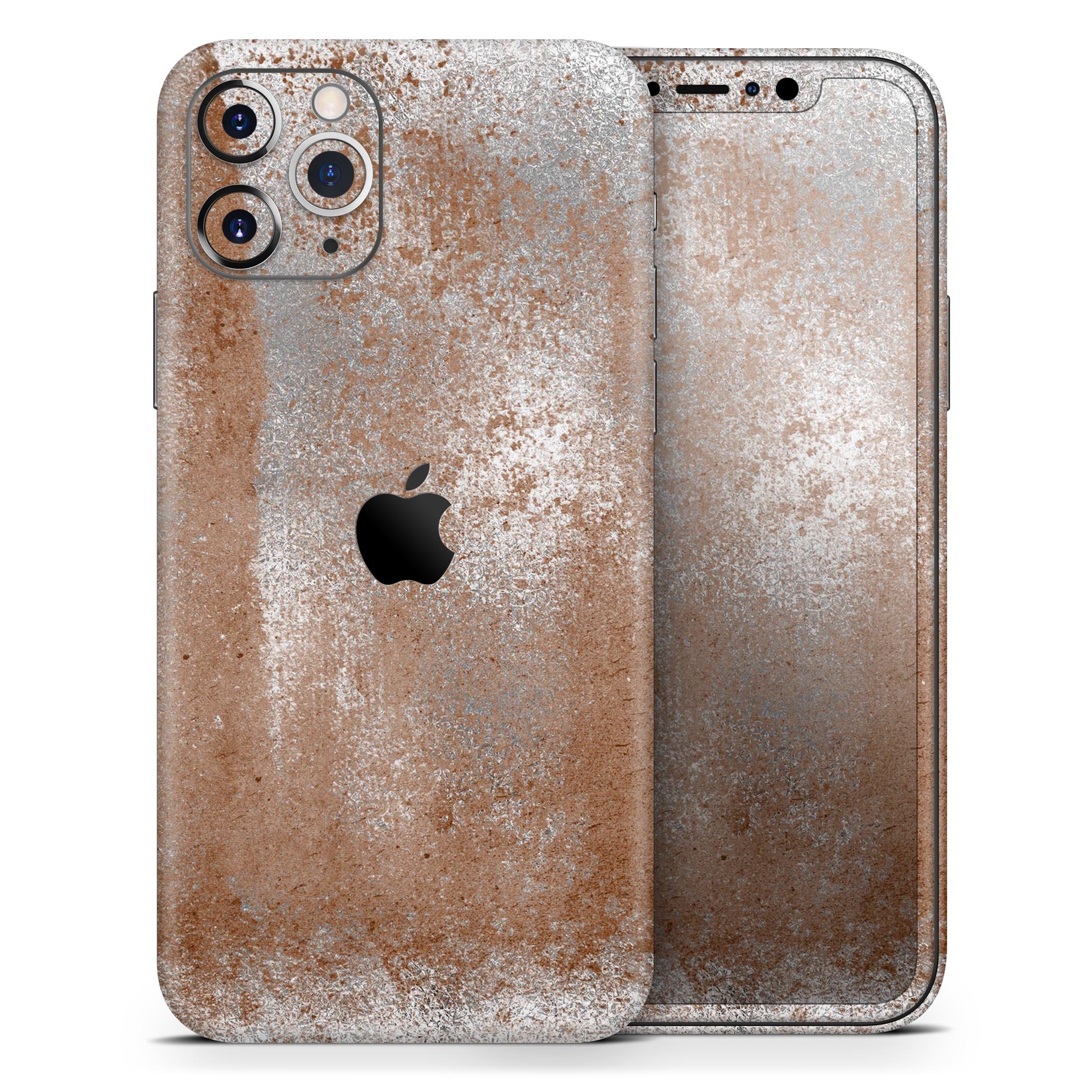 Distressed Silver Texture Skin-Kit for Apple iPhone, showcasing a sleek design and premium vinyl material.