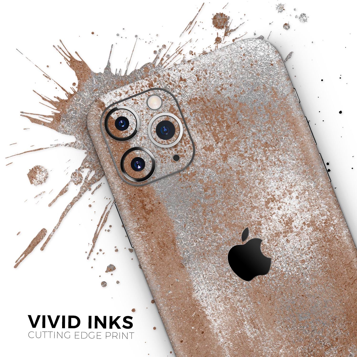 Distressed Silver Texture Skin-Kit for Apple iPhone, showcasing a sleek design and premium vinyl material.