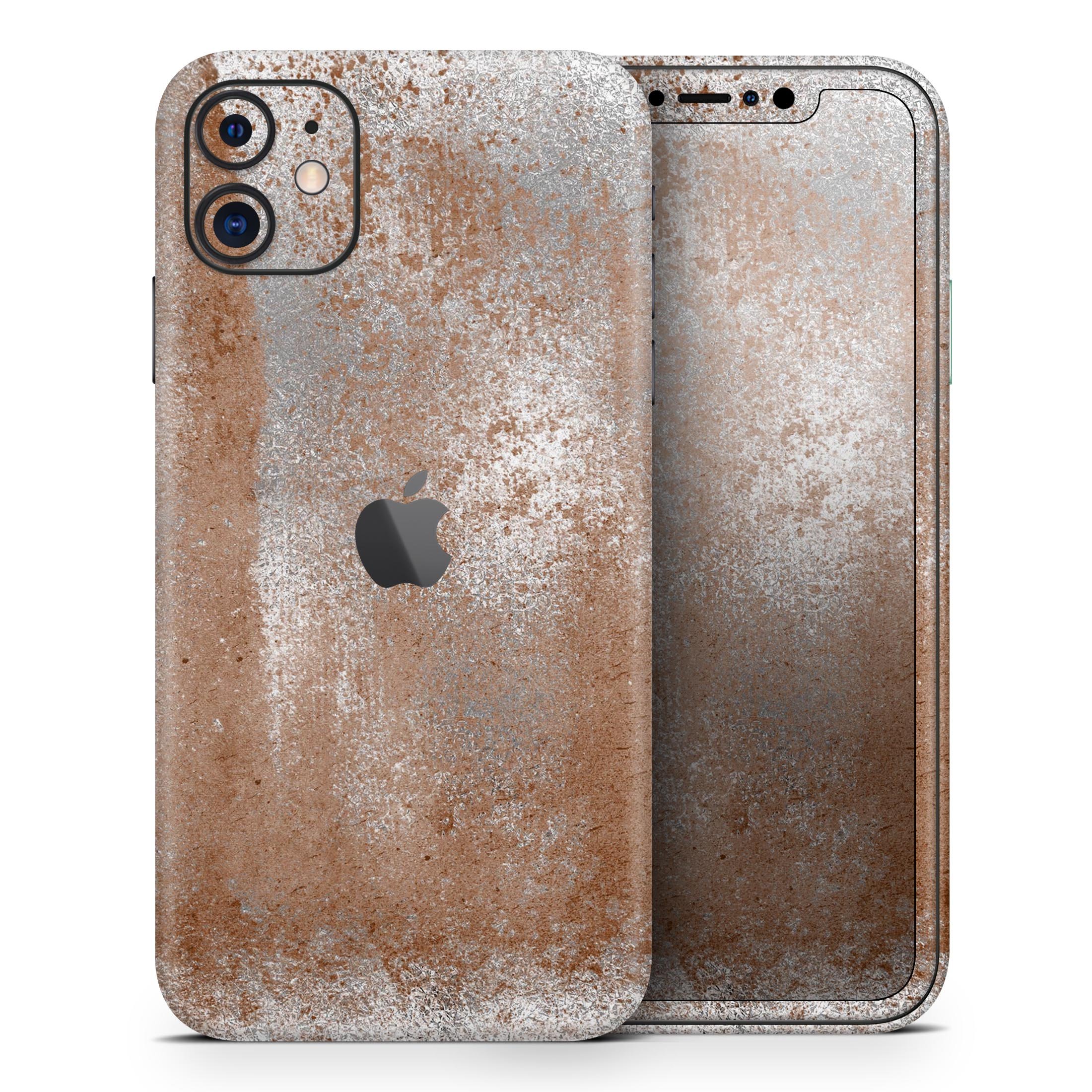 Distressed Silver Texture Skin-Kit for Apple iPhone, showcasing a sleek design and premium vinyl material.