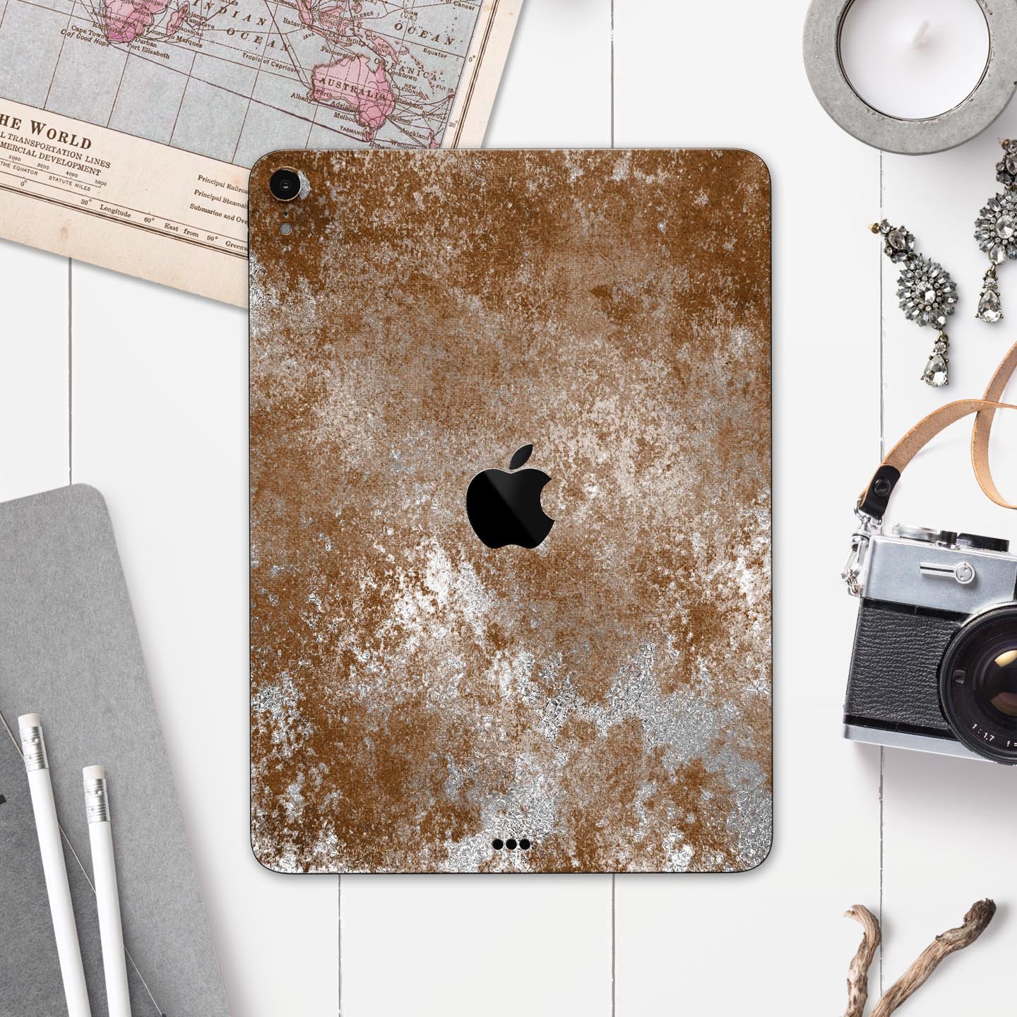 Distressed Silver Texture skin decal for Apple devices, showcasing a sleek design and premium quality finish.