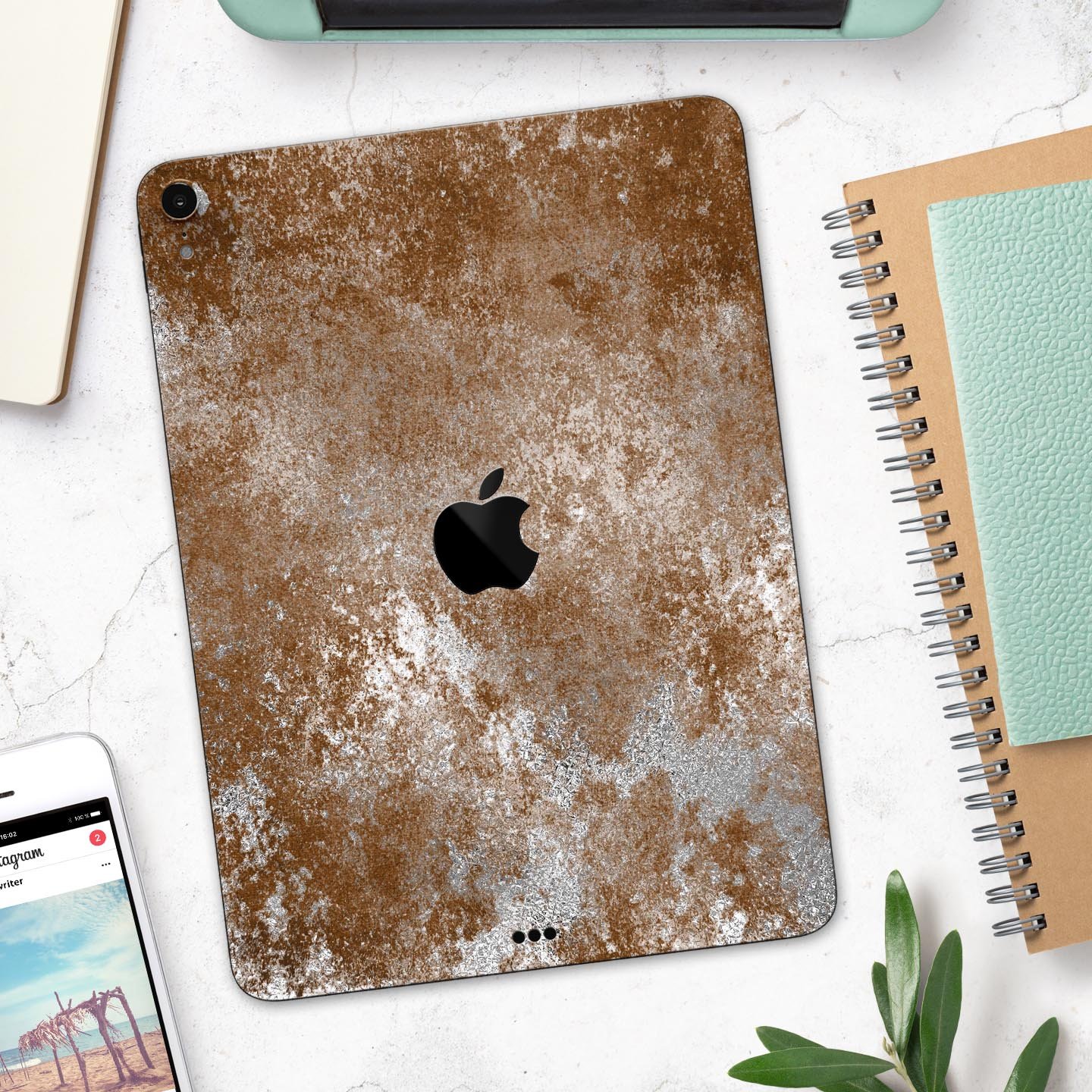 Distressed Silver Texture skin decal for Apple devices, showcasing a sleek design and premium quality finish.