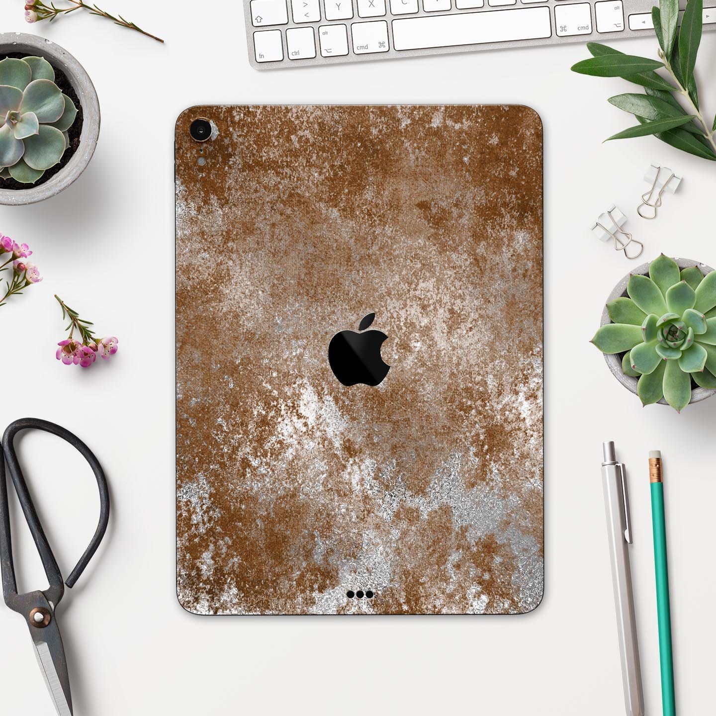 Distressed Silver Texture skin decal for Apple devices, showcasing a sleek design and premium quality finish.