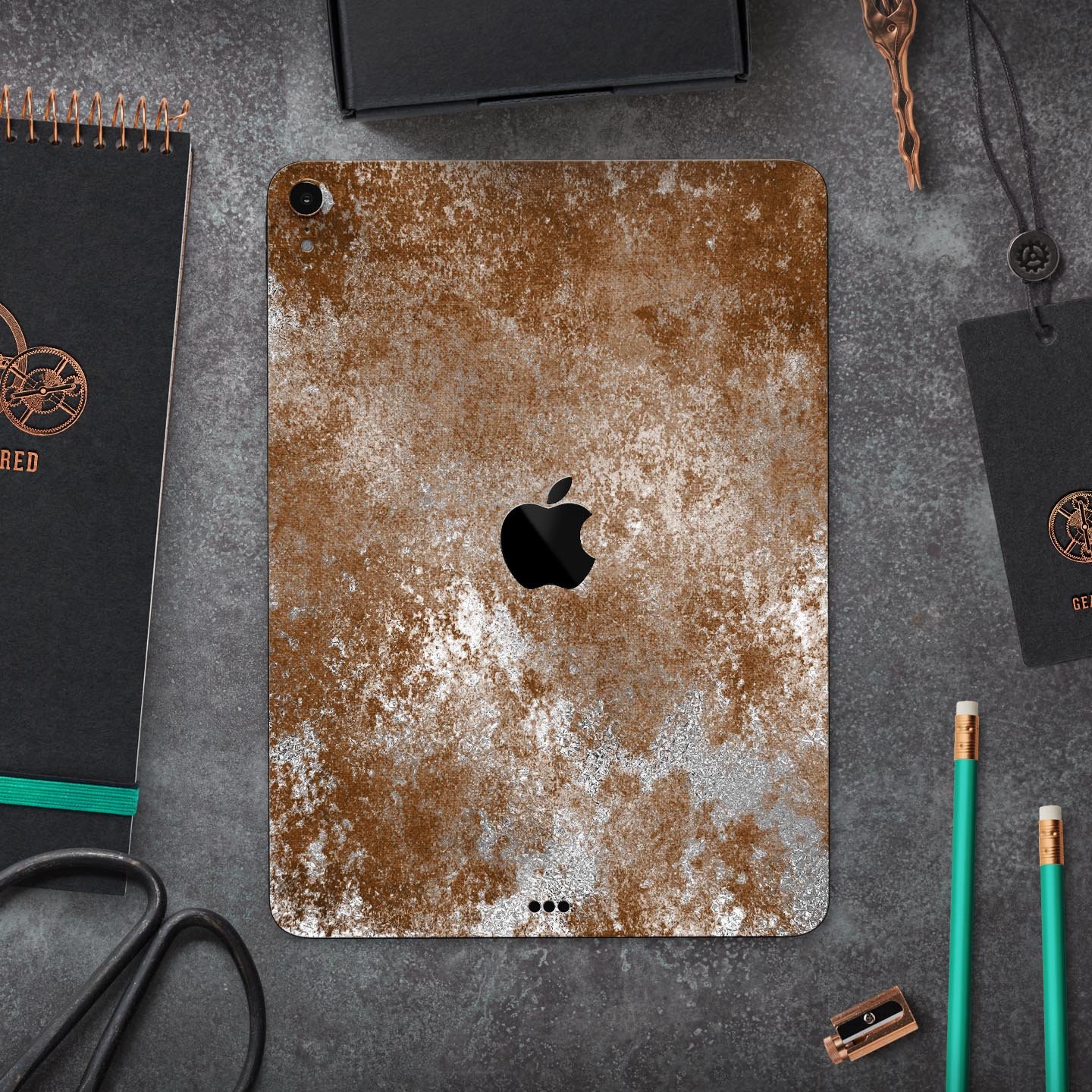 Distressed Silver Texture skin decal for Apple devices, showcasing a sleek design and premium quality finish.