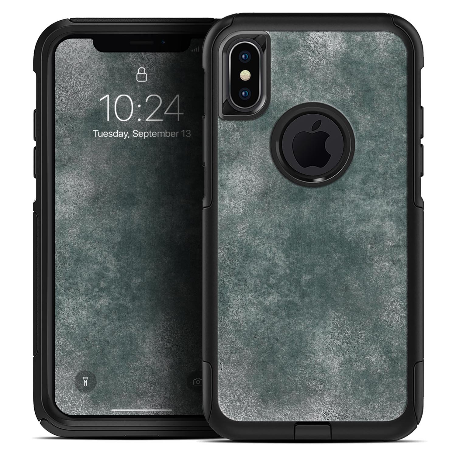 Distressed Silver Texture Skin Kit for iPhone OtterBox Cases, showcasing a sleek design and premium finish.