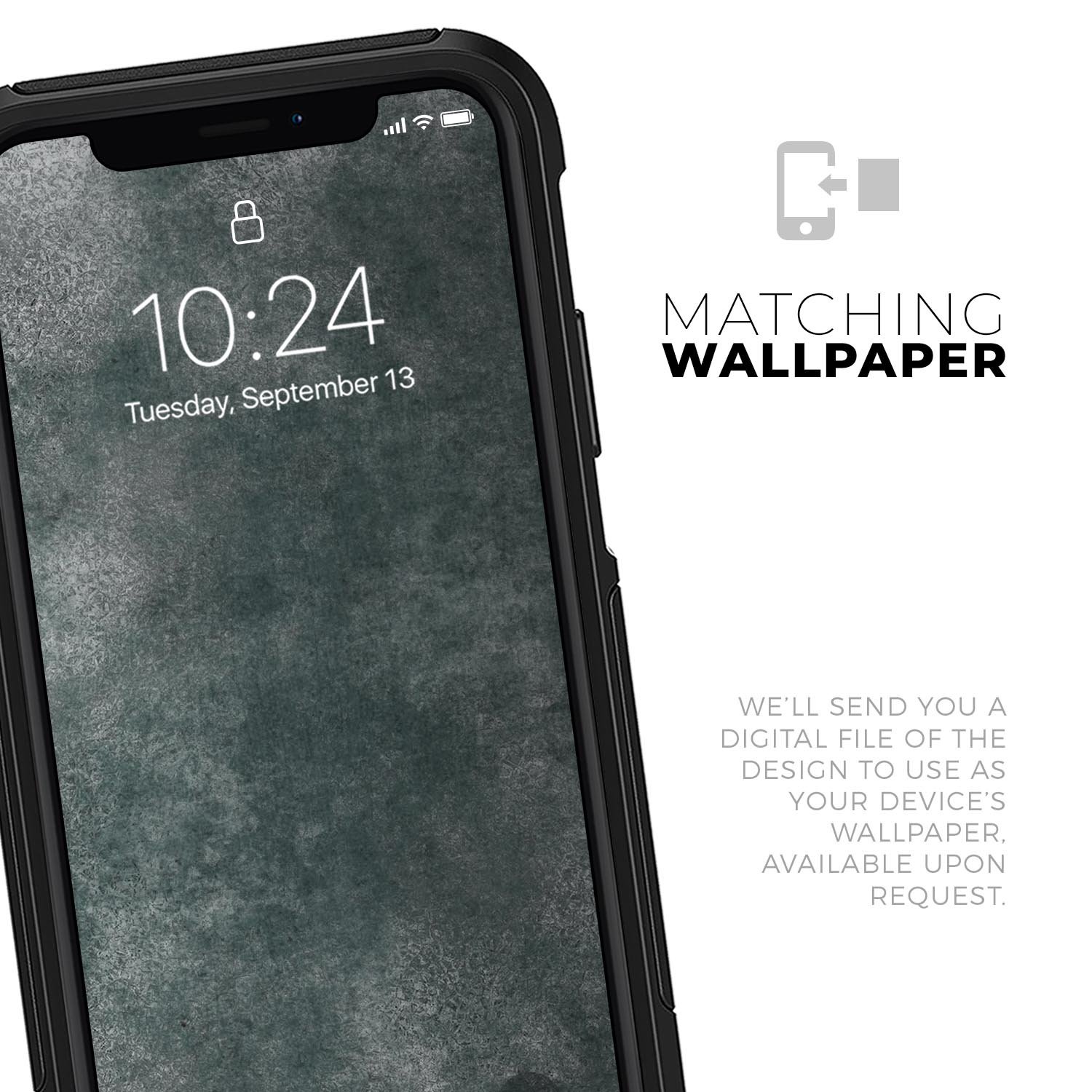 Distressed Silver Texture Skin Kit for iPhone OtterBox Cases, showcasing a sleek design and premium finish.