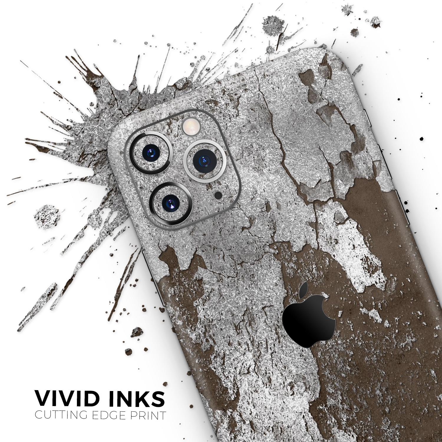 Distressed Silver Texture skin for Apple iPhone, showcasing a stylish design with a premium vinyl finish.