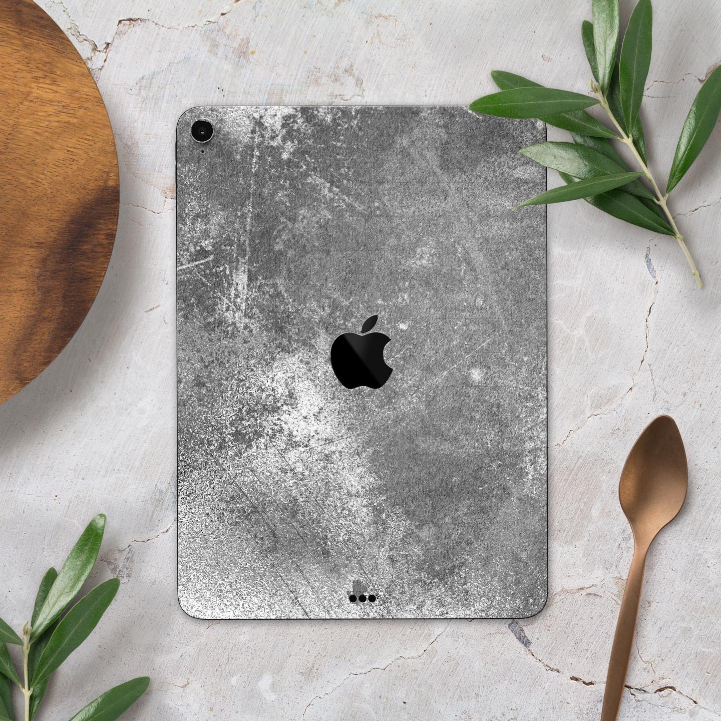 Distressed Silver Texture skin decal for Apple iPad, showcasing a sleek design and premium finish.