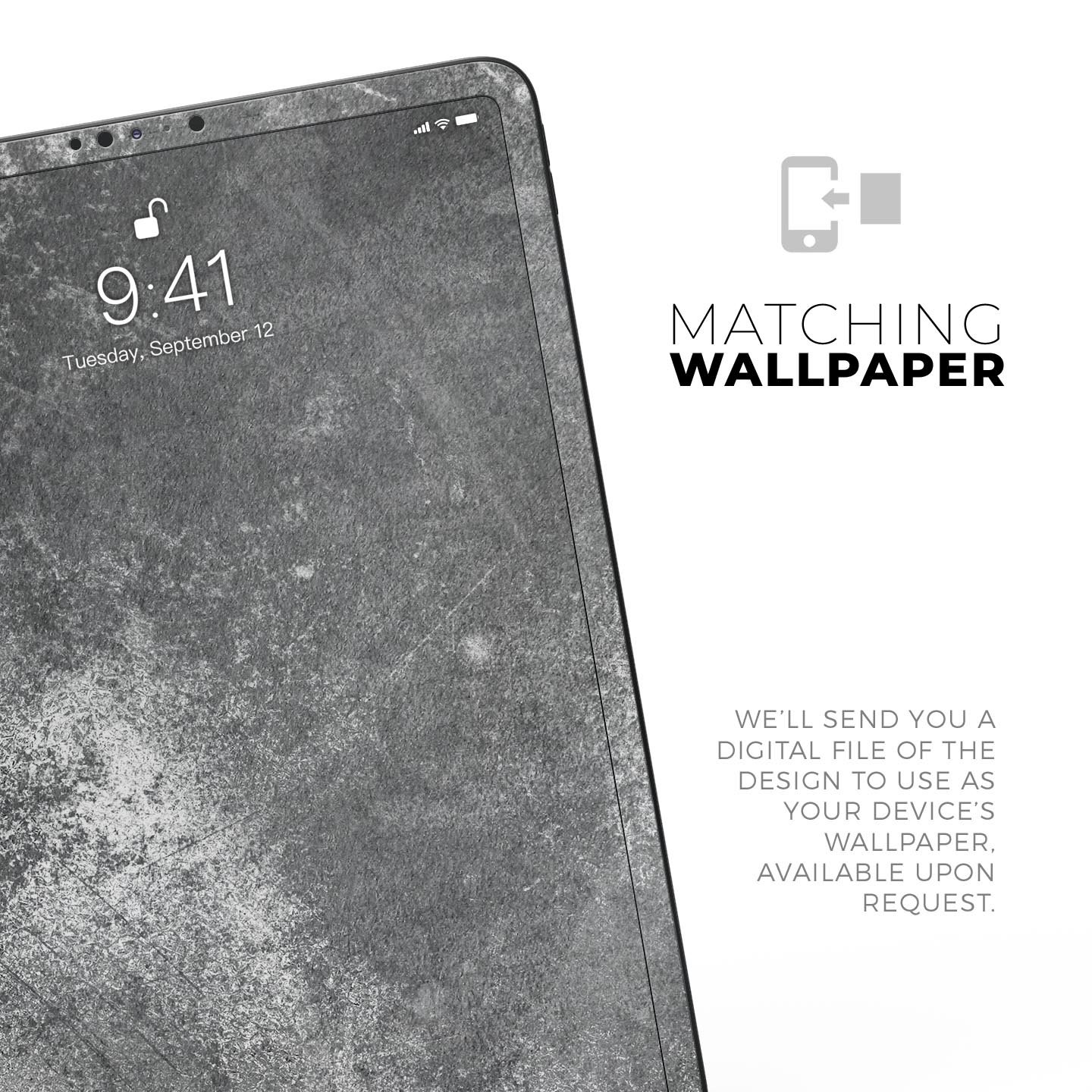 Distressed Silver Texture skin decal for Apple iPad, showcasing a sleek design and premium finish.