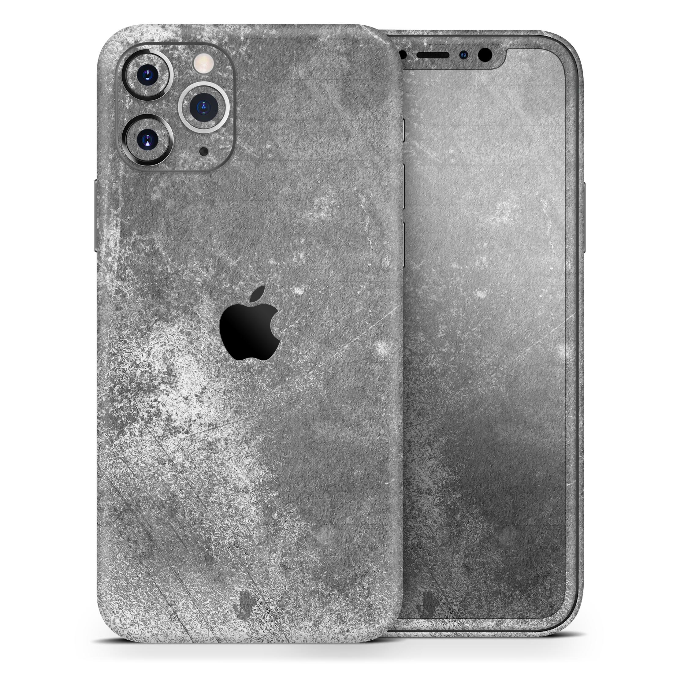 Distressed Silver Texture skin for Apple iPhone 11, showcasing a sleek design and premium vinyl material.