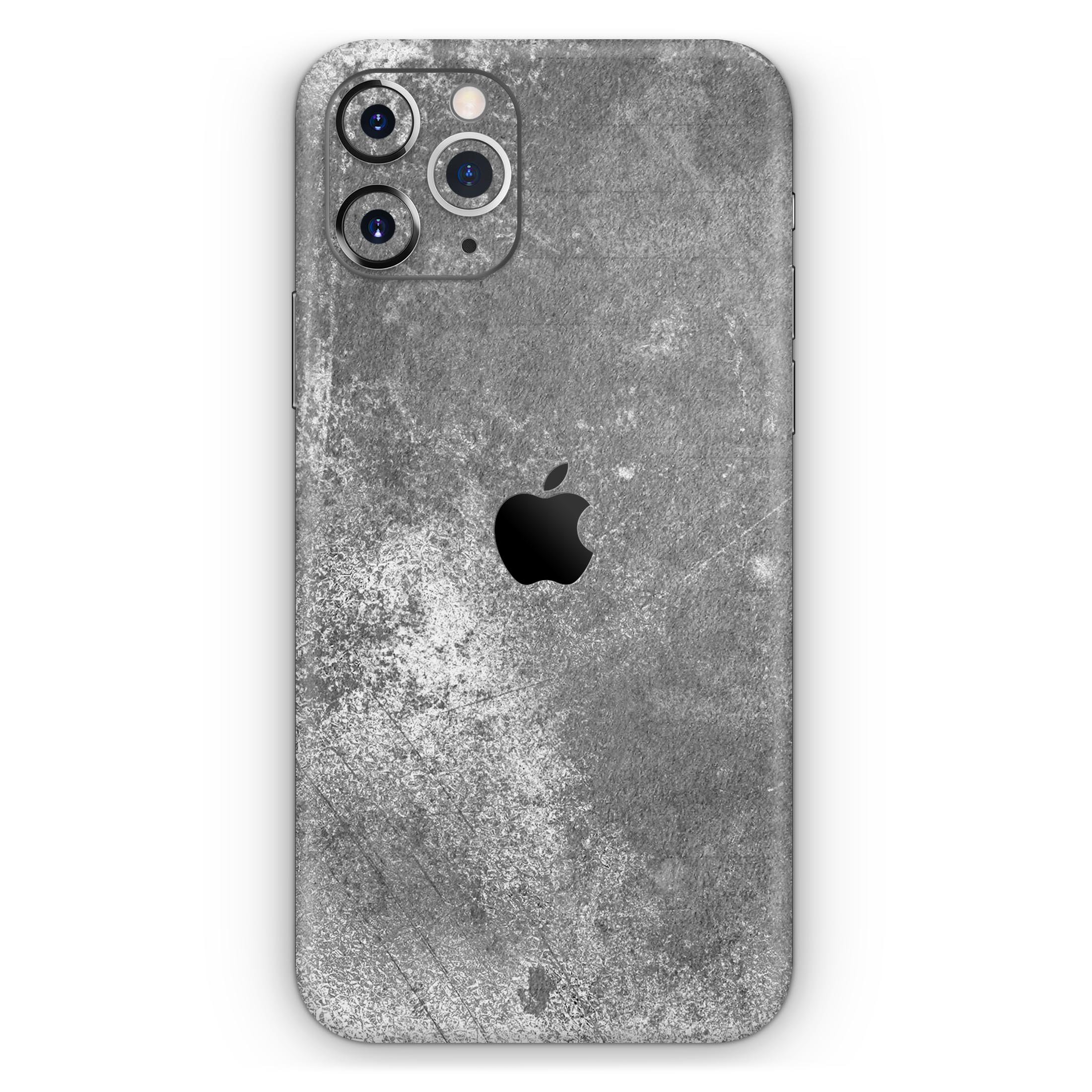 Distressed Silver Texture skin for Apple iPhone 11, showcasing a sleek design and premium vinyl material.