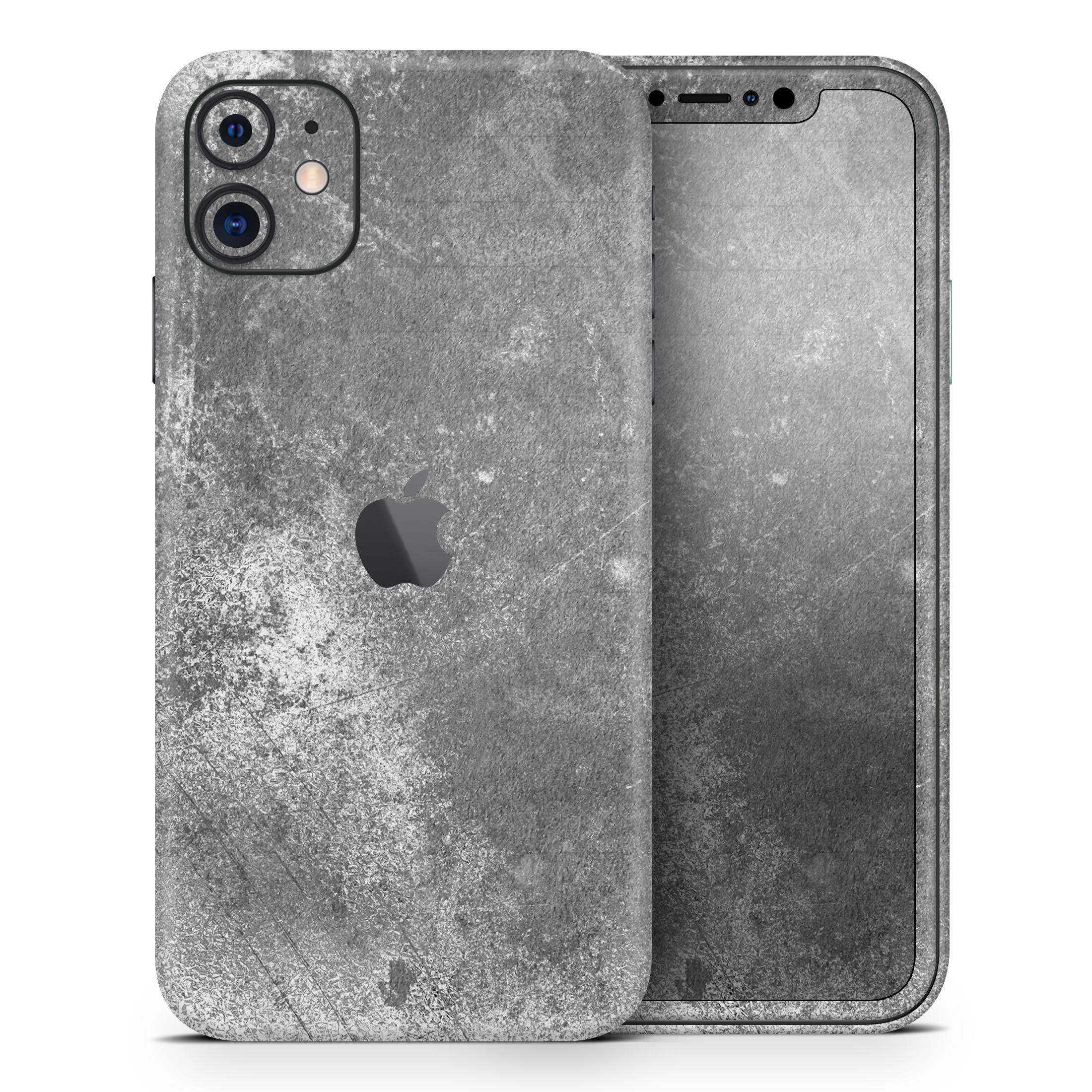 Distressed Silver Texture skin for Apple iPhone 11, showcasing a sleek design and premium vinyl material.