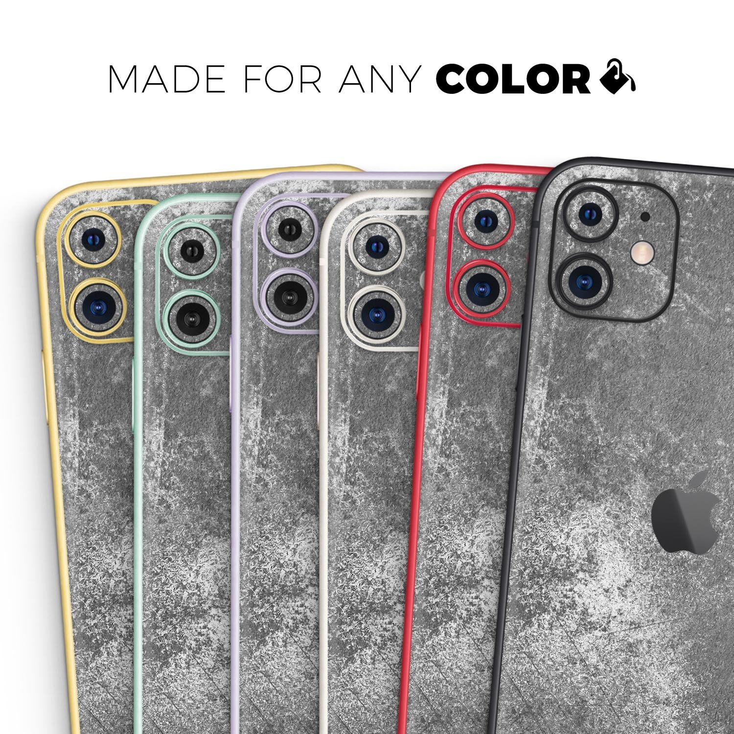 Distressed Silver Texture skin for Apple iPhone 11, showcasing a sleek design and premium vinyl material.