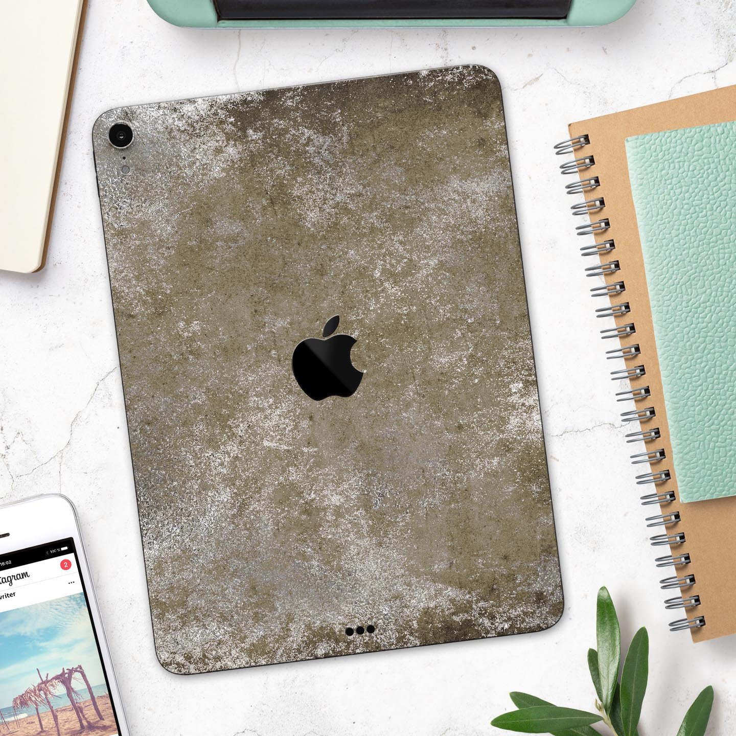 Distressed Silver Texture skin decal for Apple iPad, showcasing a sleek design with a textured finish for enhanced grip and style.