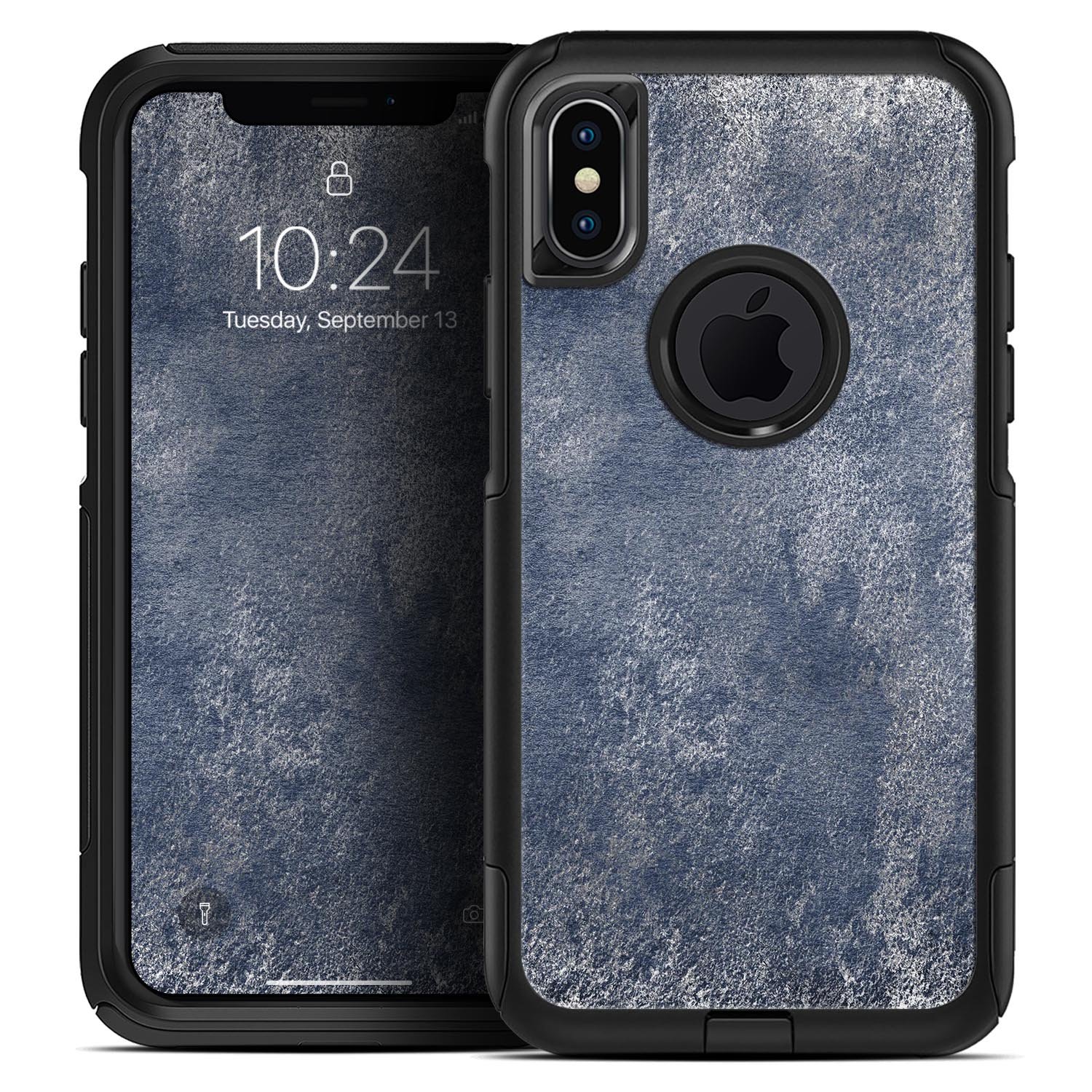 Distressed Silver Texture Skin Kit for iPhone OtterBox Cases, showcasing a sleek and modern design with a textured silver finish.