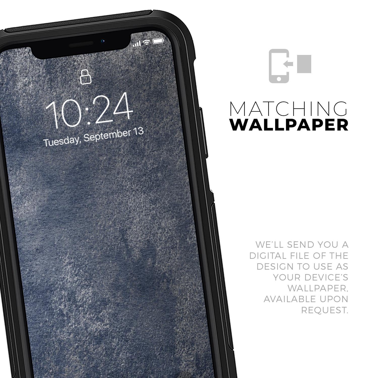 Distressed Silver Texture Skin Kit for iPhone OtterBox Cases, showcasing a sleek and modern design with a textured silver finish.