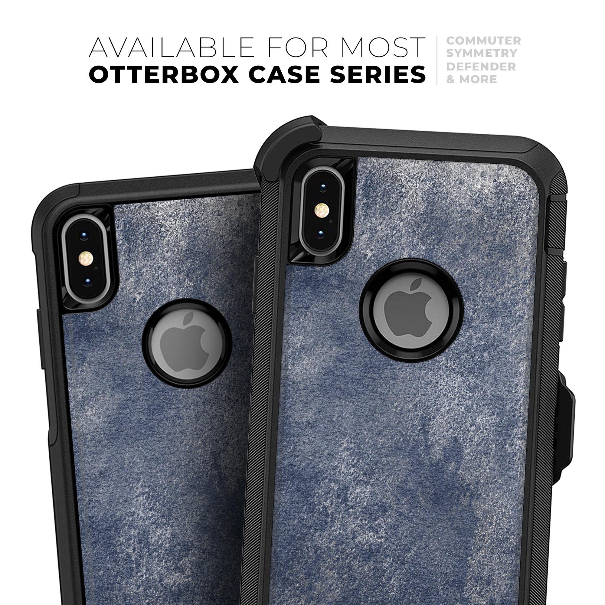 Distressed Silver Texture Skin Kit for iPhone OtterBox Cases, showcasing a sleek and modern design with a textured silver finish.