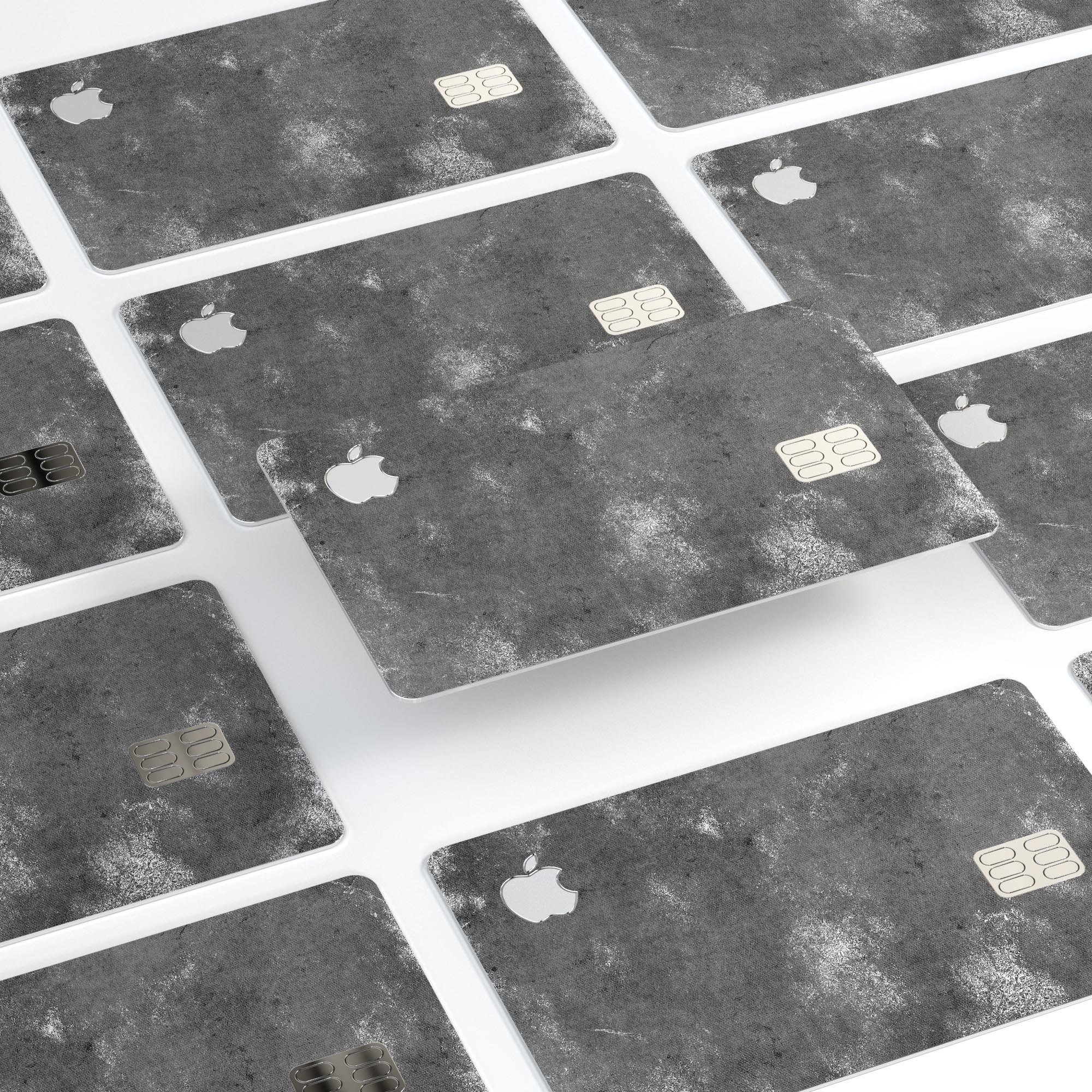 Distressed Silver Texture skin applied to an Apple Card, showcasing its premium design and protective features.