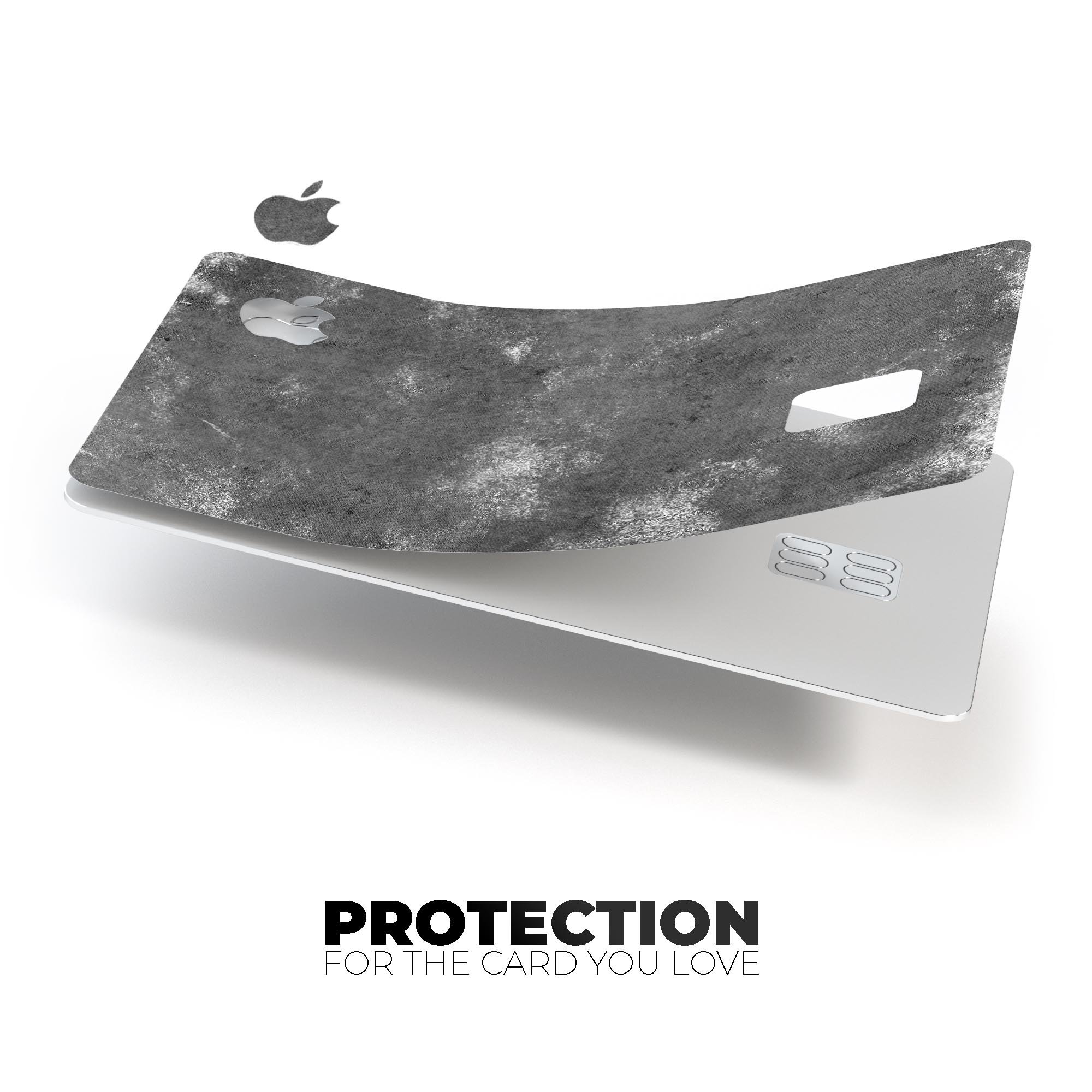 Distressed Silver Texture skin applied to an Apple Card, showcasing its premium design and protective features.