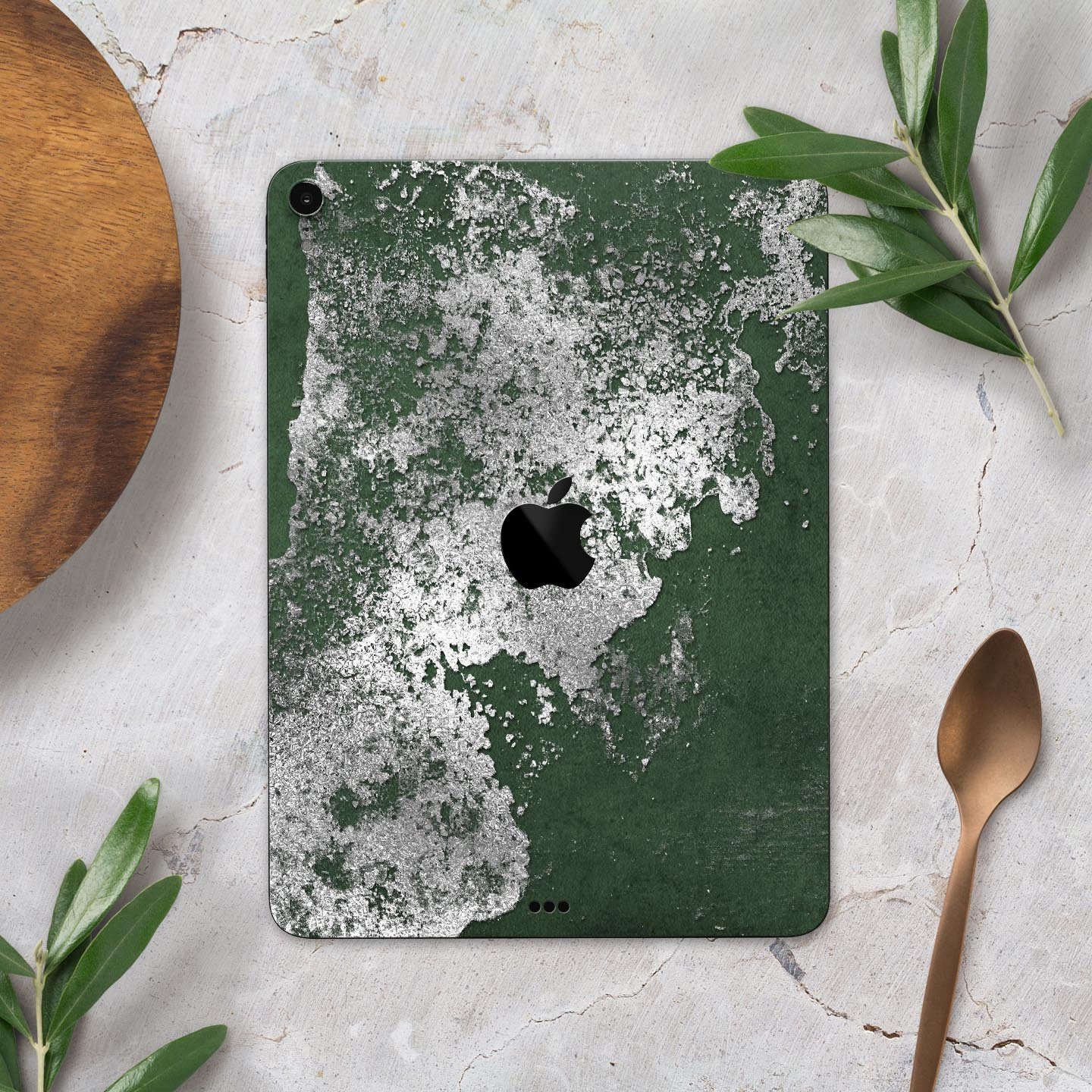 Distressed Silver Texture skin decal for Apple iPad, showcasing a sleek design and premium finish.