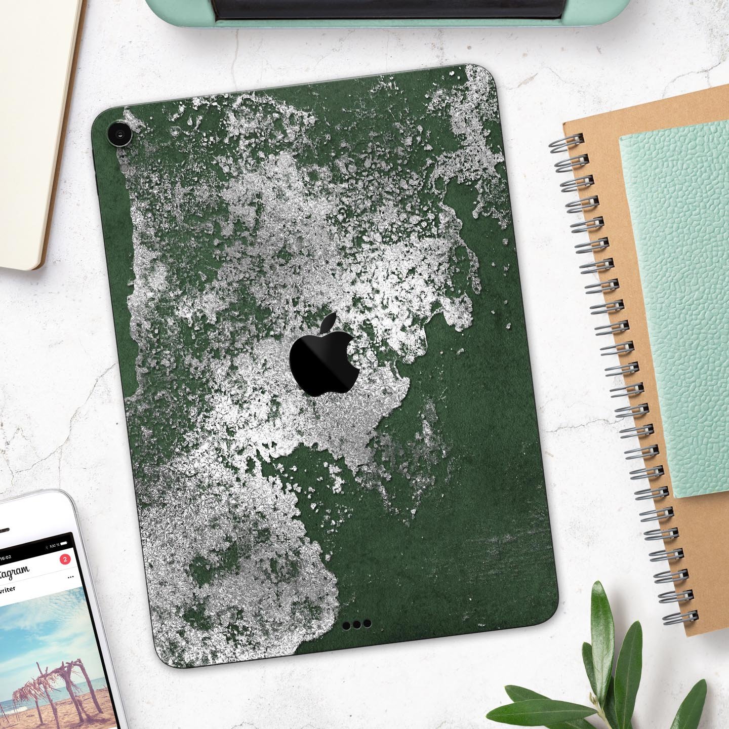 Distressed Silver Texture skin decal for Apple iPad, showcasing a sleek design and premium finish.