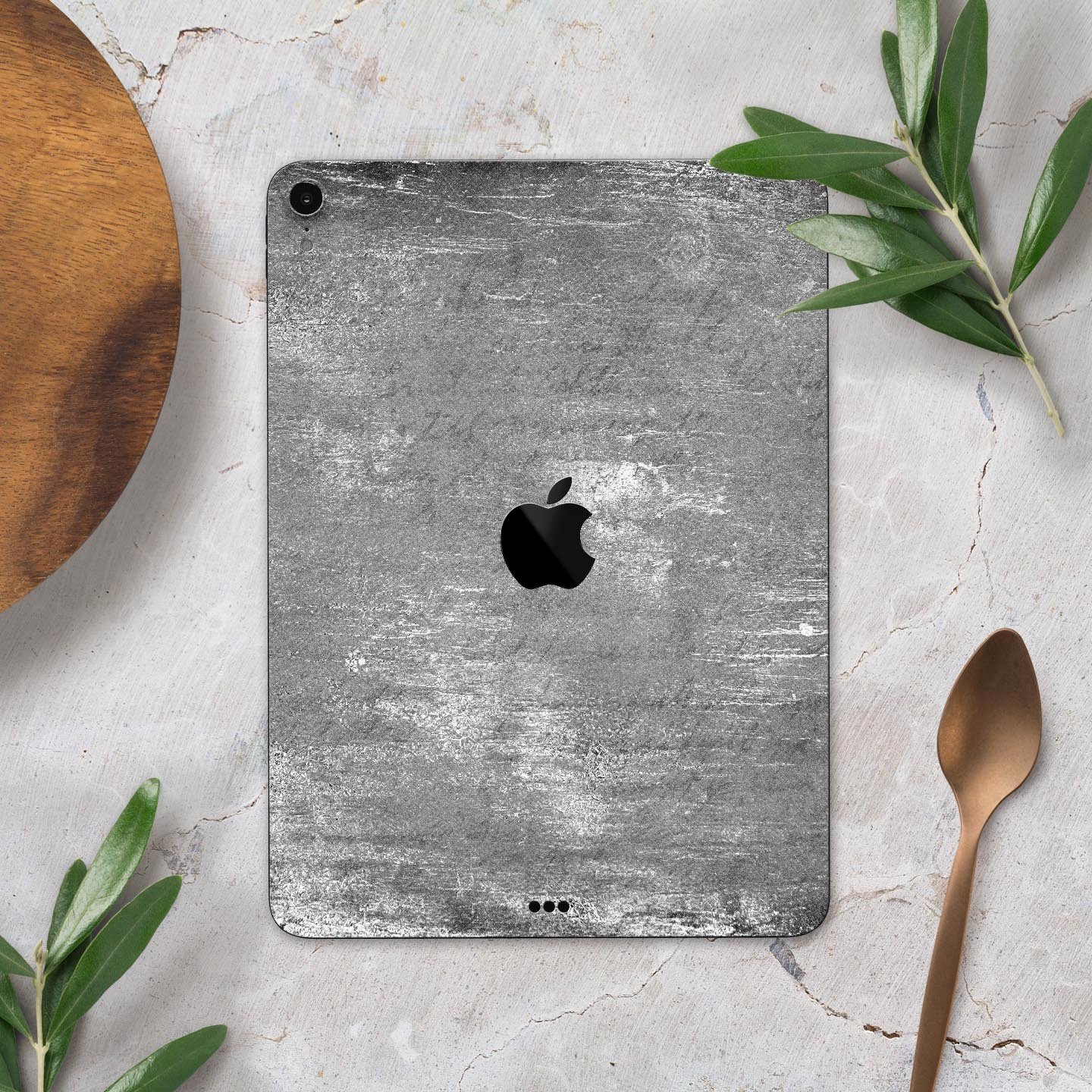 Distressed Silver Texture skin decal for Apple iPad, showcasing a sleek design and premium finish.