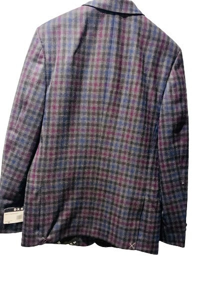 DKNY Big Boys Plaid-Print Jacket featuring classic notched lapels and tailored silhouette in a stylish plaid design.