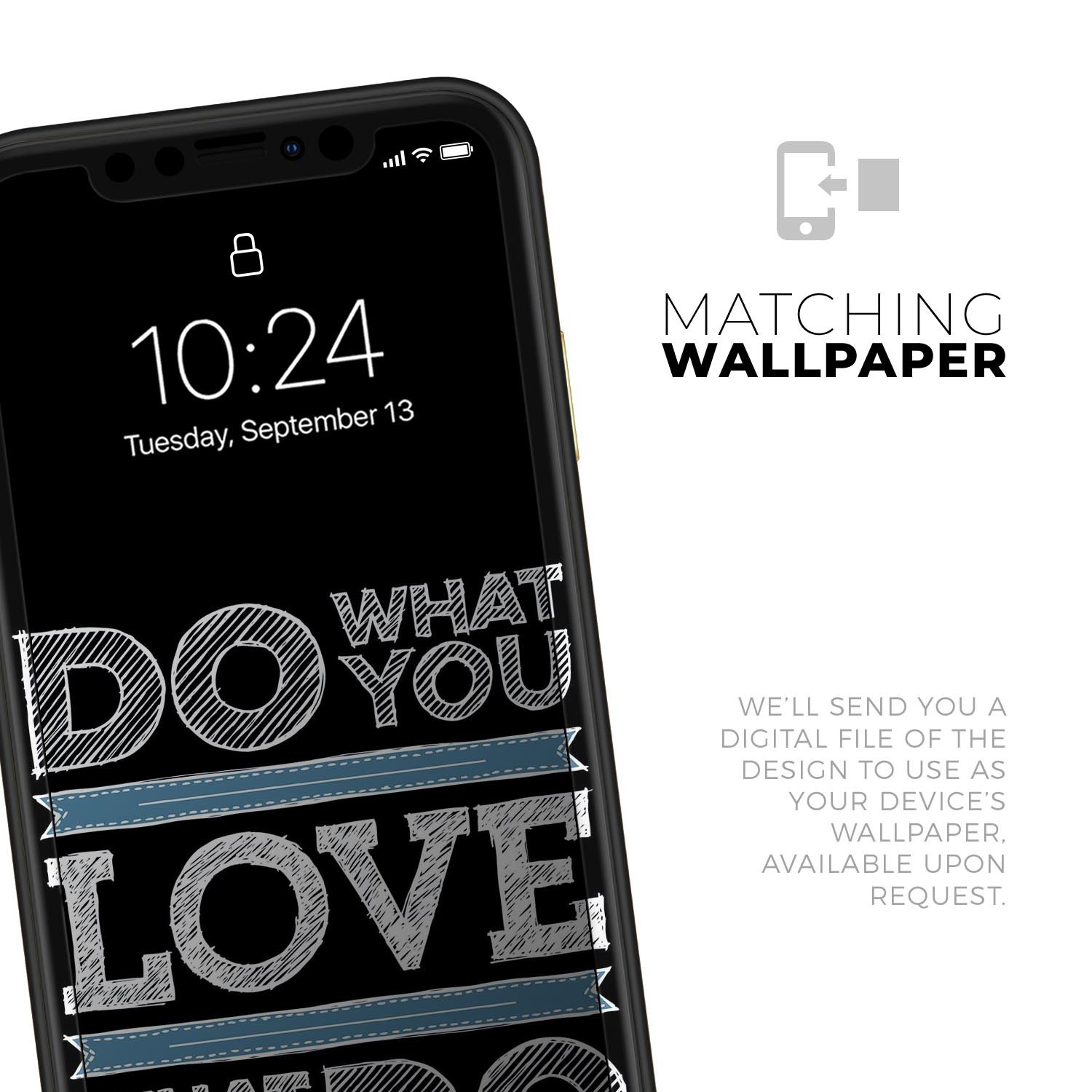 Stylish 'Do What You Love What You Do' Skin-Kit for Apple iPhone 11, showcasing vibrant design and premium vinyl material.