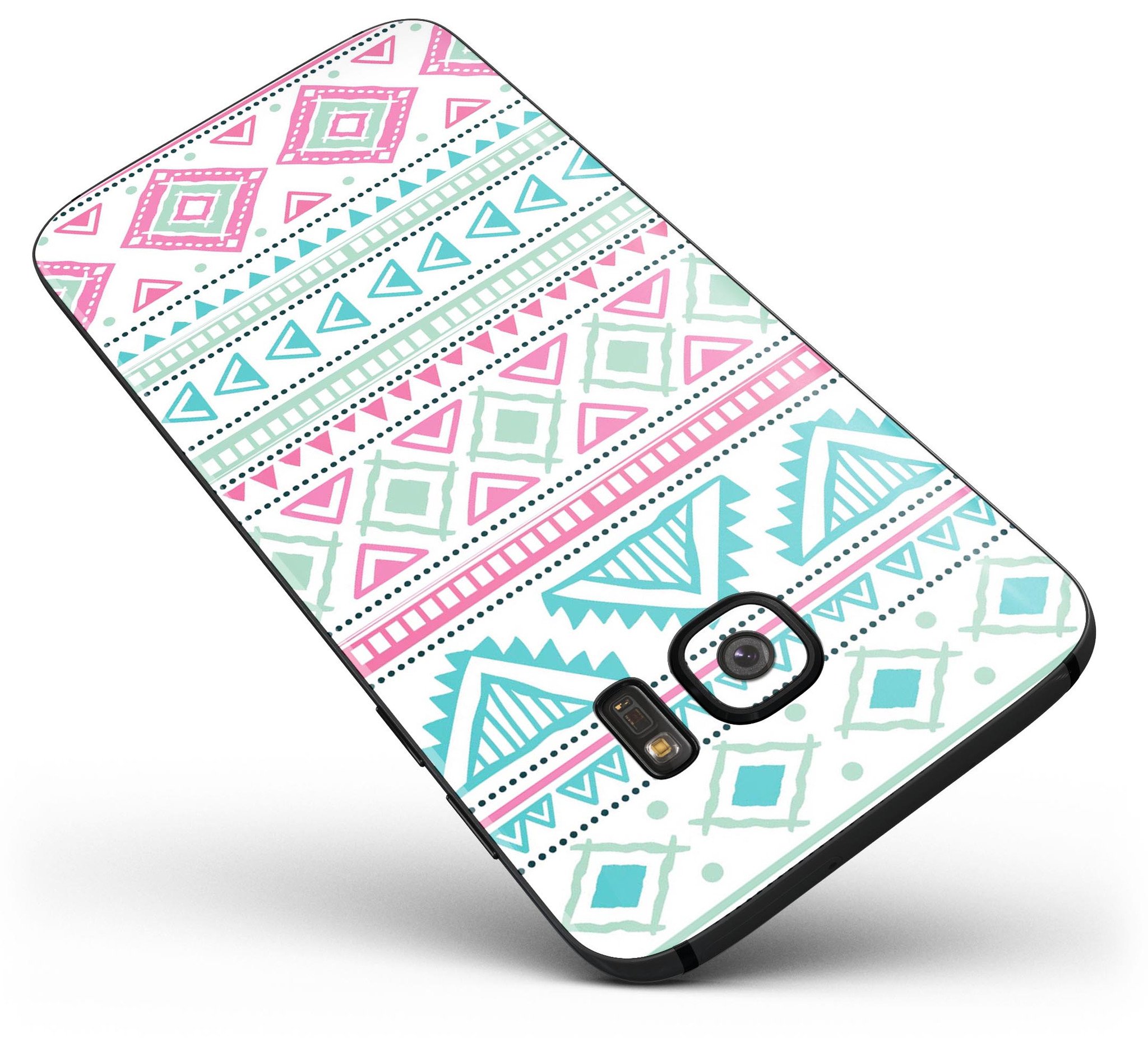 Doodle Aztec Pattern skin kit for Samsung Galaxy S7, showcasing vibrant colors and intricate designs on a sleek device.