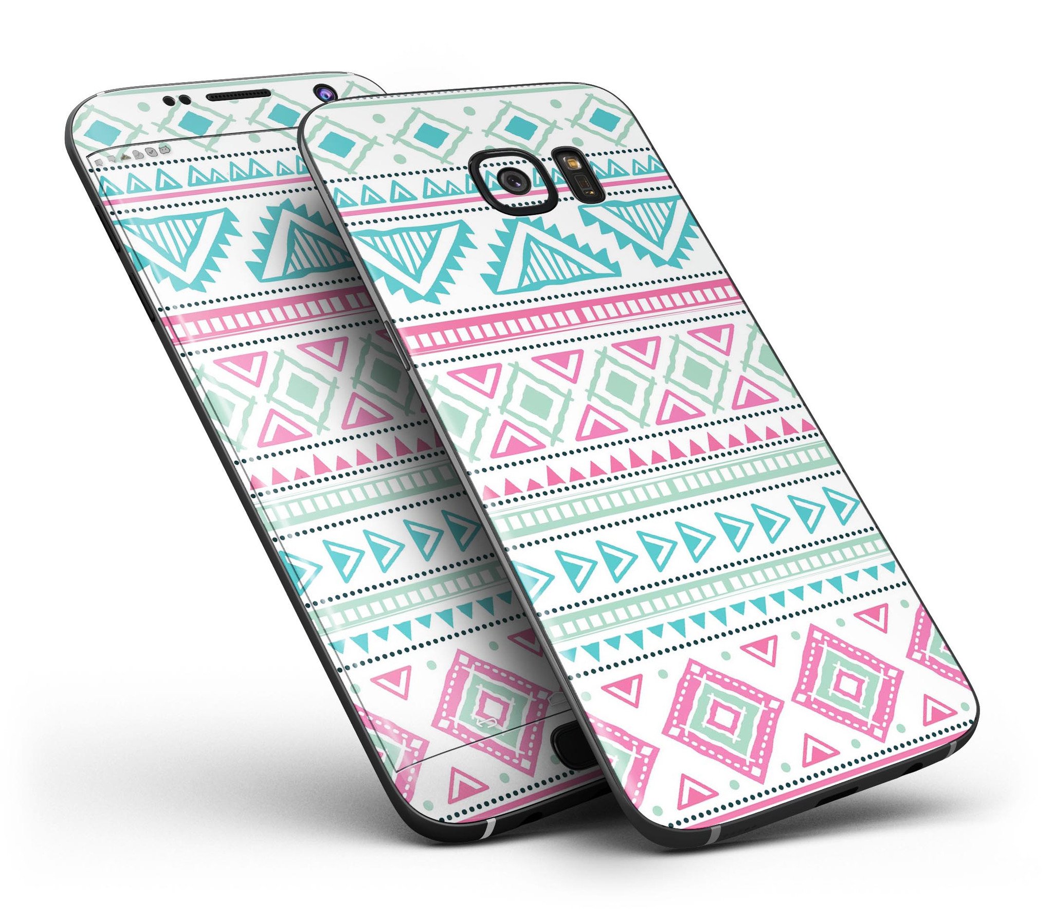 Doodle Aztec Pattern skin kit for Samsung Galaxy S7, showcasing vibrant colors and intricate designs on a sleek device.