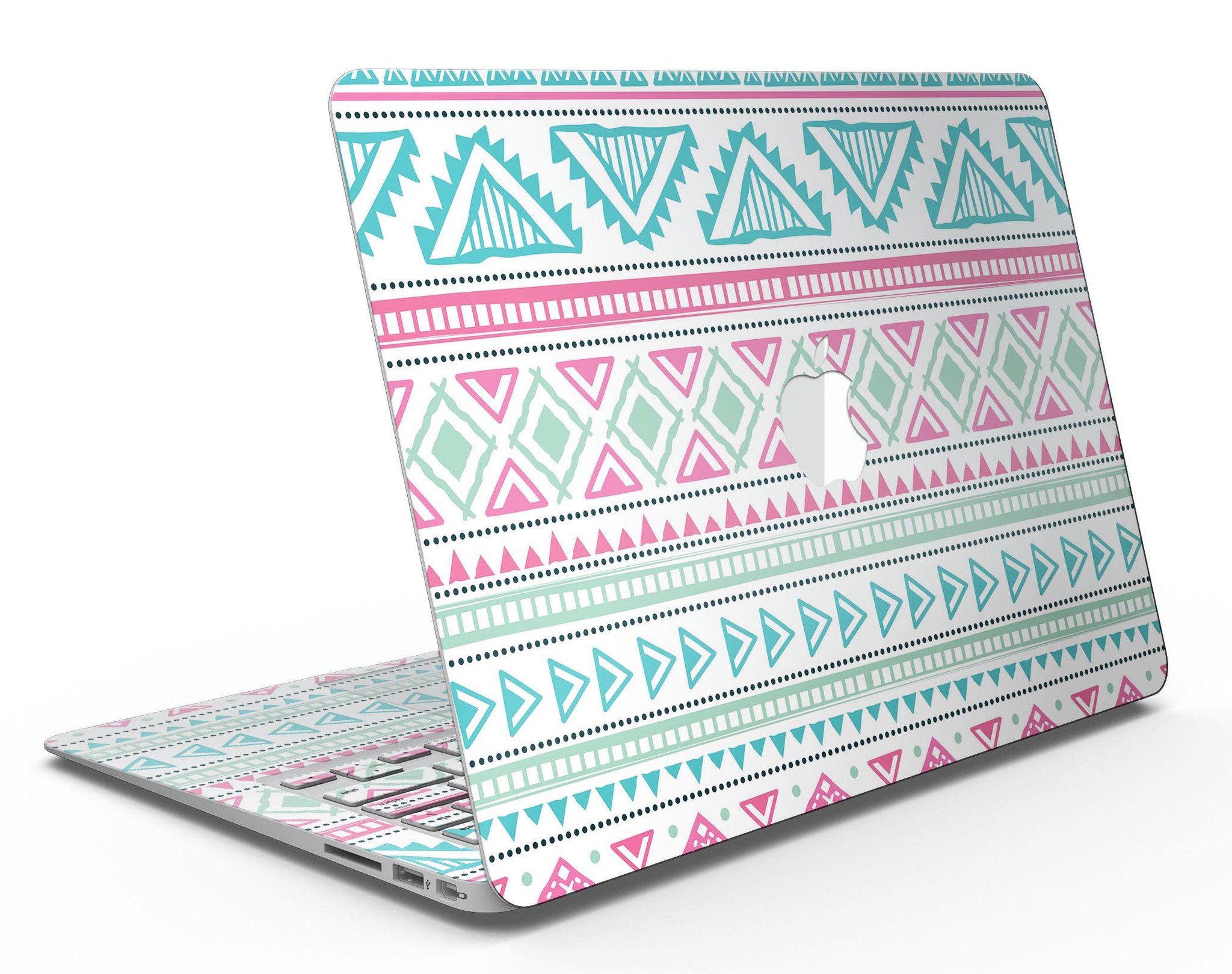 Doodle Aztec Pattern MacBook Air Skin Kit showcasing vibrant design and premium vinyl material.