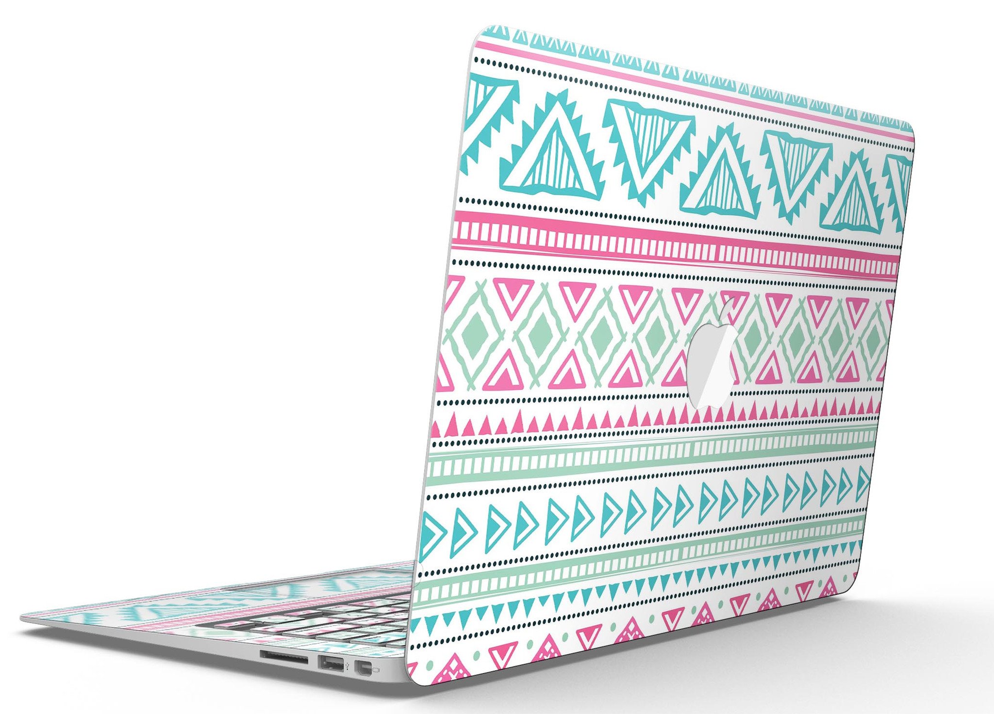 Doodle Aztec Pattern MacBook Air Skin Kit showcasing vibrant design and premium vinyl material.