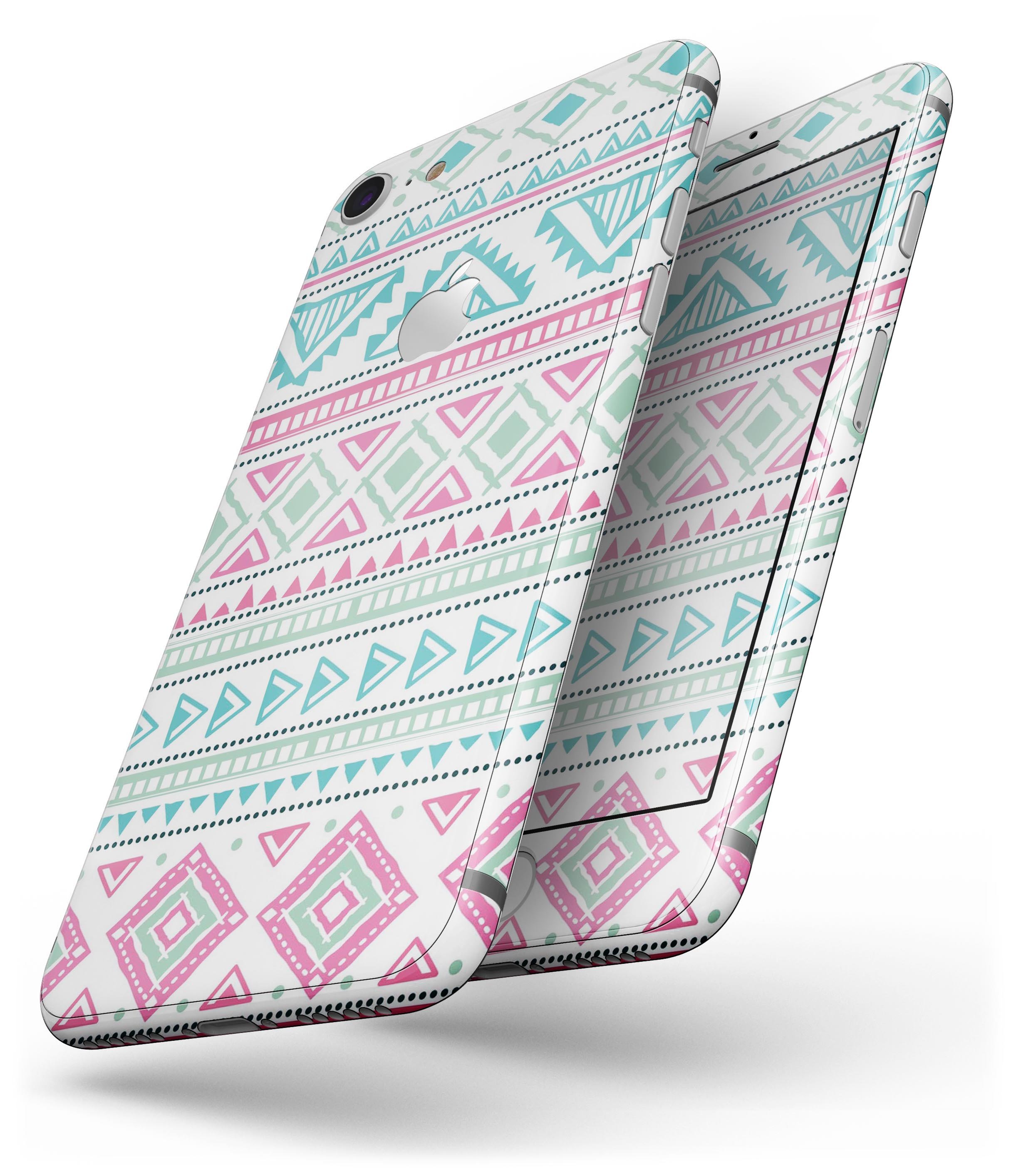 Doodle Aztec Pattern Skin-kit for iPhone 8 or 8 Plus, showcasing vibrant colors and intricate design on a sleek device.