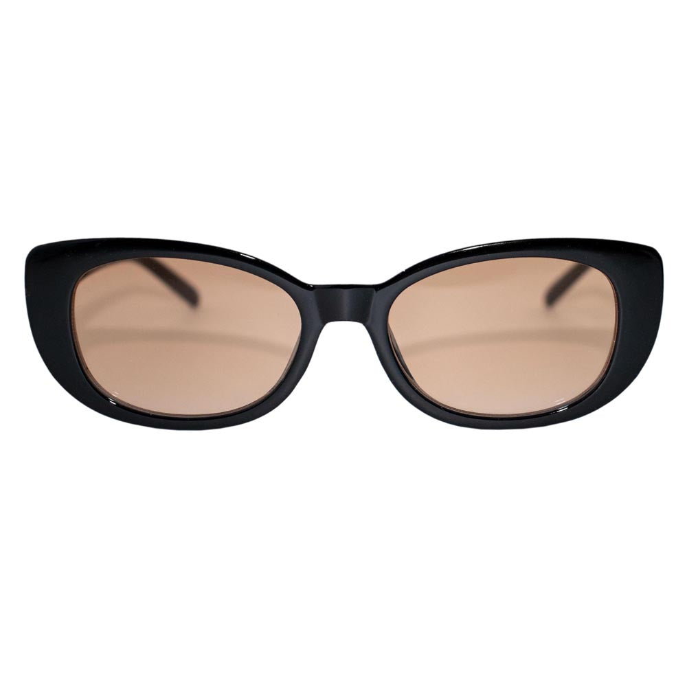 Dolly polarized sunglasses featuring a petite feminine frame in black/rose color with glare-reducing lenses.