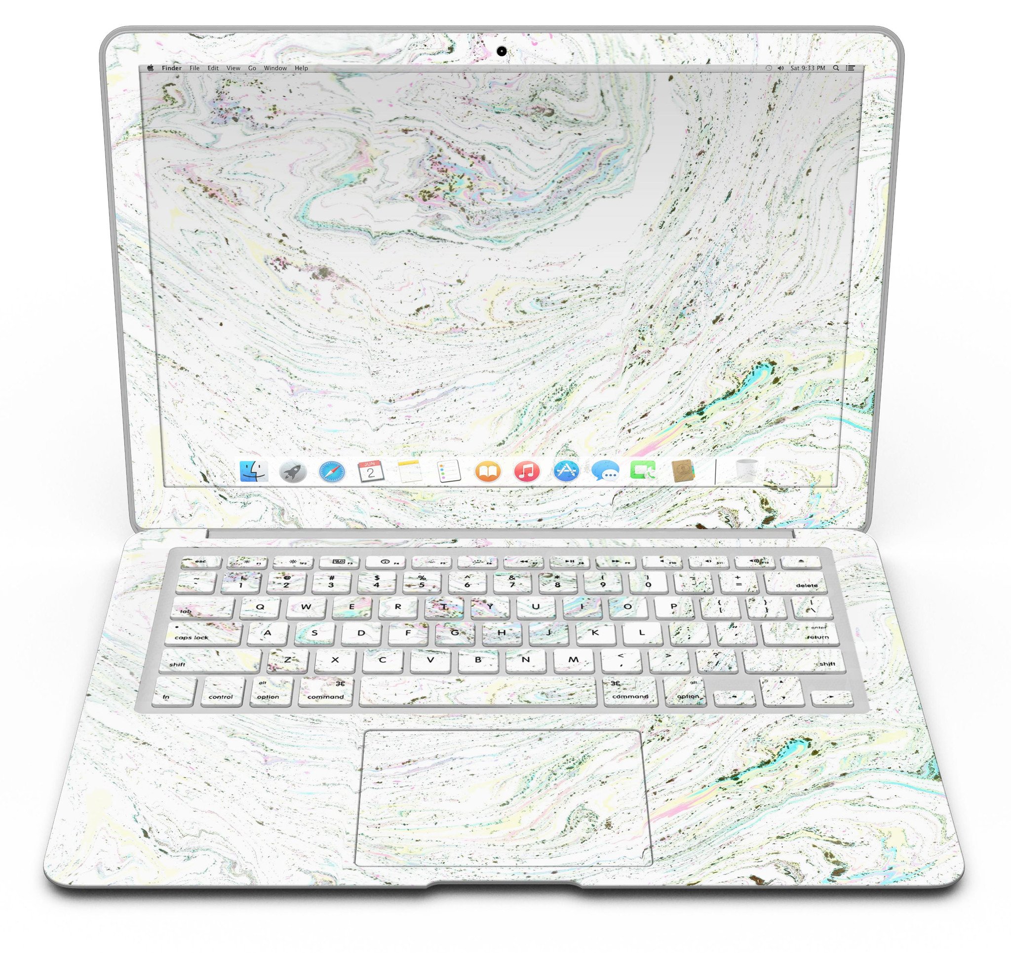 Dotted Mixtured Textured Marble Skin Kit for MacBook Air, showcasing a stylish marble design with a premium vinyl finish.