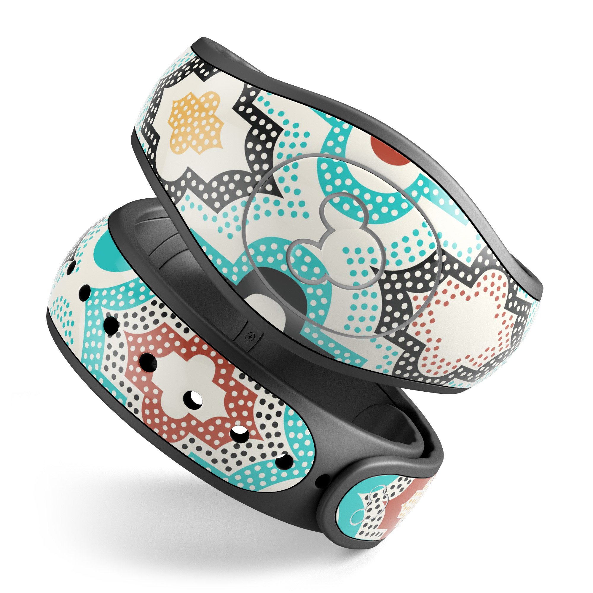 Dotted Moroccan pattern skin wrap kit for Disney Magic Band, showcasing vibrant colors and intricate design.