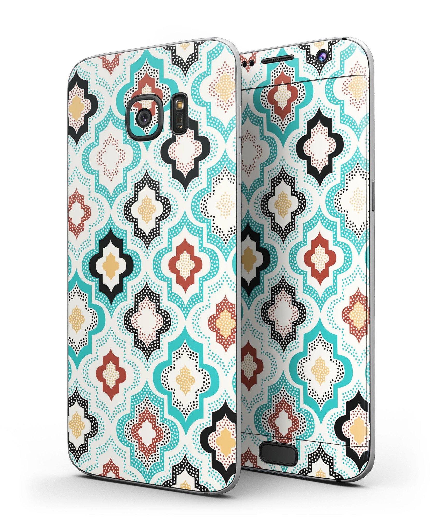 Dotted Moroccan pattern skin kit for Samsung Galaxy S7, showcasing vibrant design and premium vinyl material.