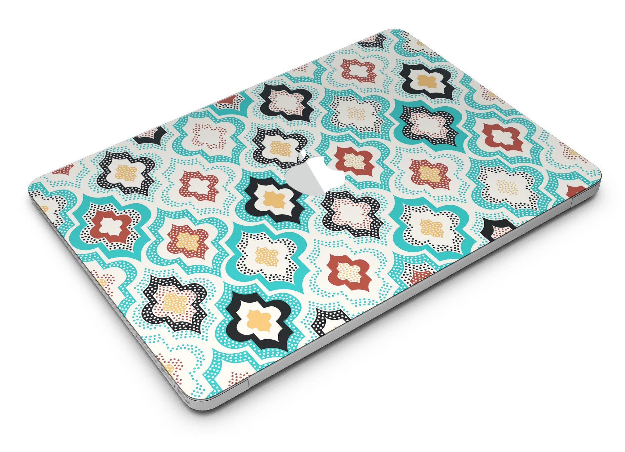 Dotted Moroccan pattern skin kit for MacBook Air, showcasing vibrant design and premium vinyl material.