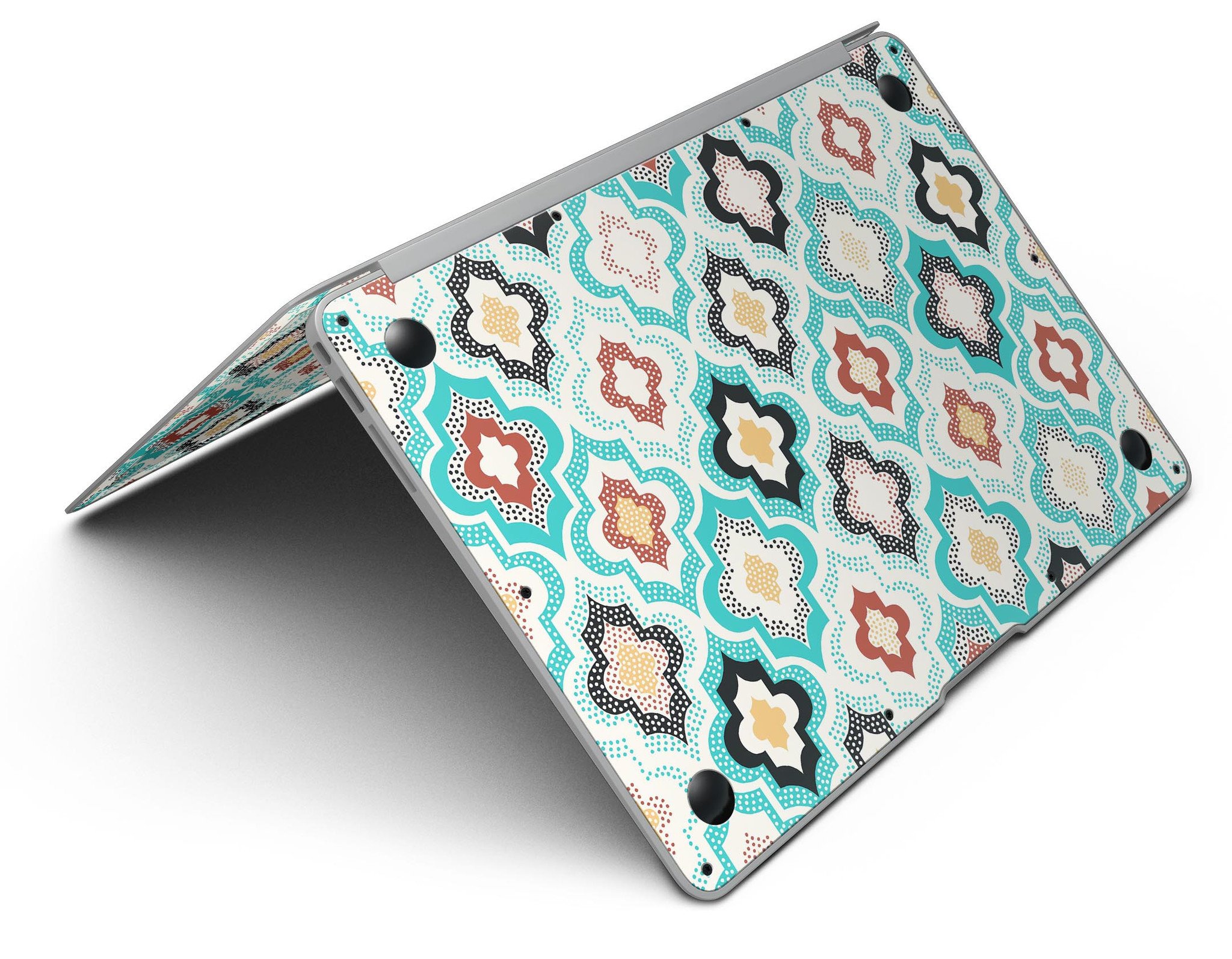 Dotted Moroccan pattern skin kit for MacBook Air, showcasing vibrant design and premium vinyl material.