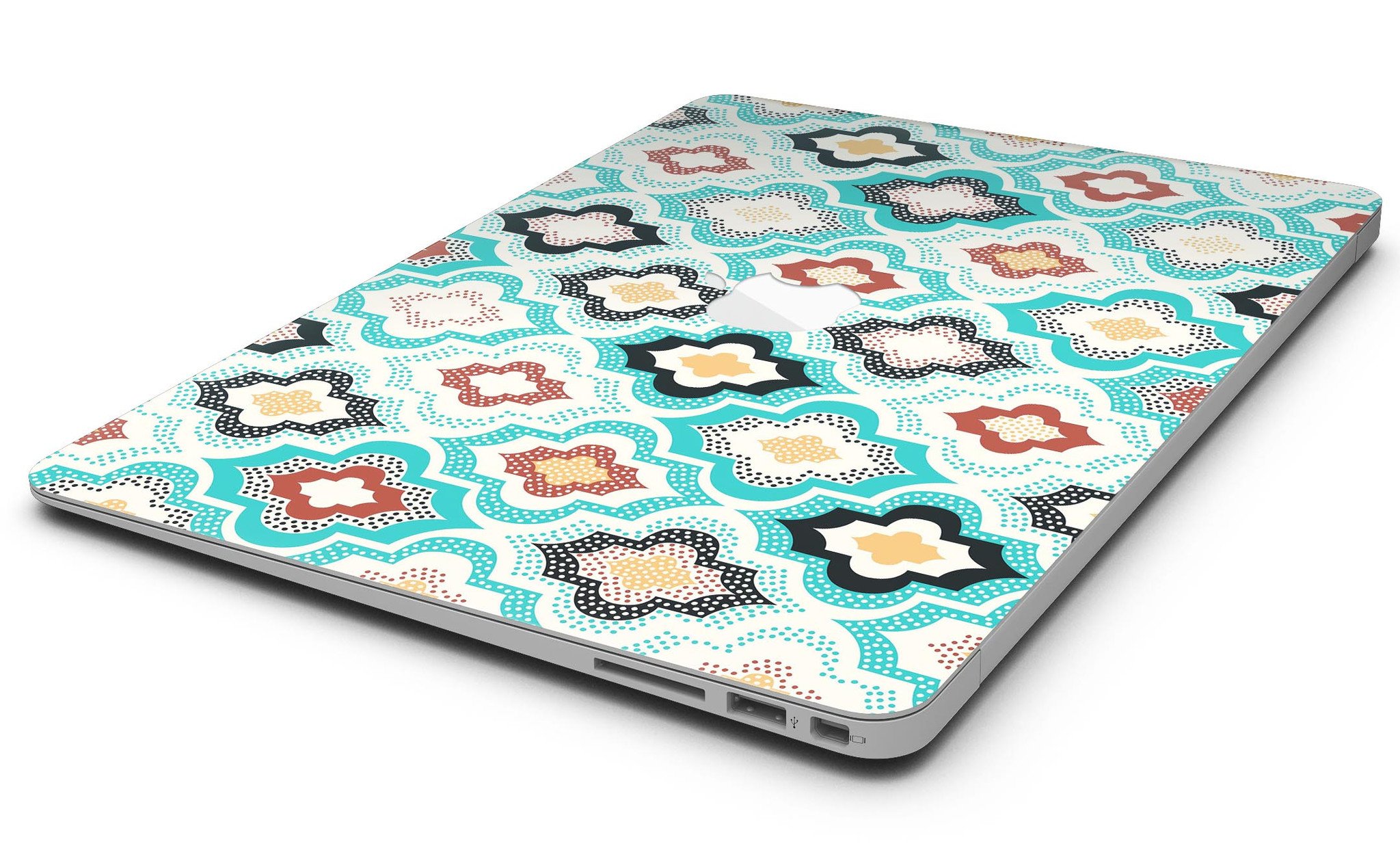 Dotted Moroccan pattern skin kit for MacBook Air, showcasing vibrant design and premium vinyl material.