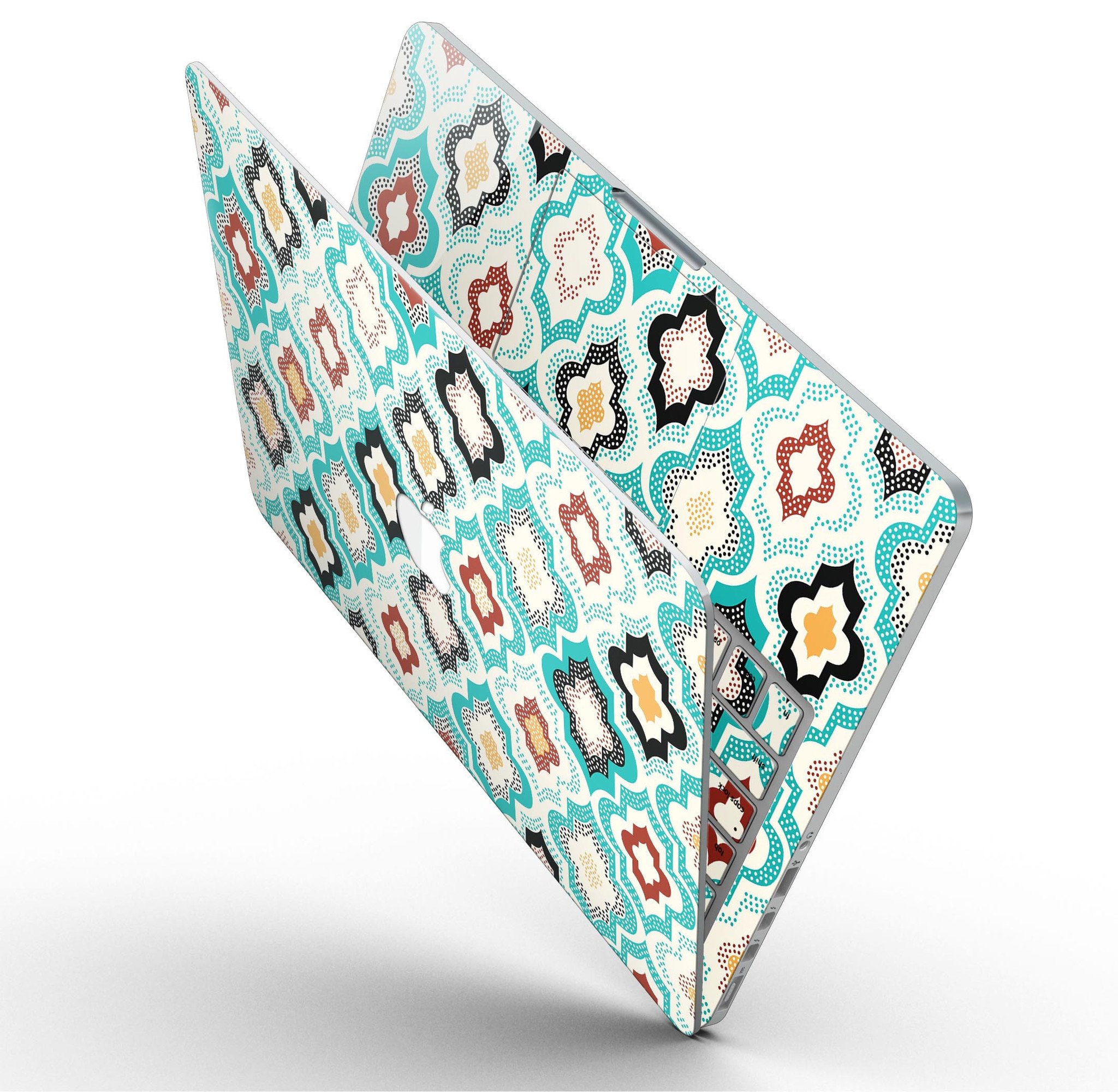 Dotted Moroccan pattern skin for MacBook Pro with Retina Display, showcasing vibrant colors and intricate design.