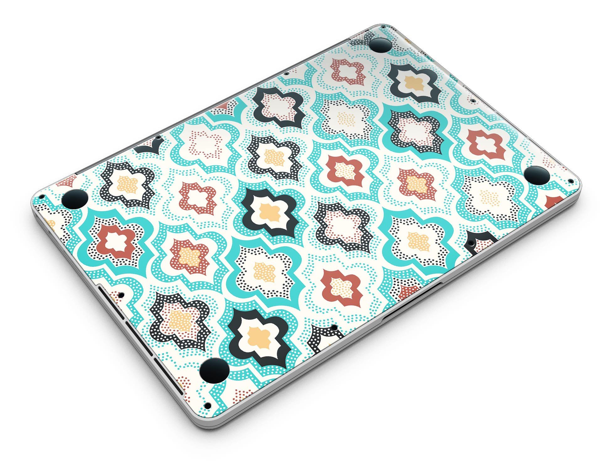 Dotted Moroccan pattern skin for MacBook Pro with Retina Display, showcasing vibrant colors and intricate design.