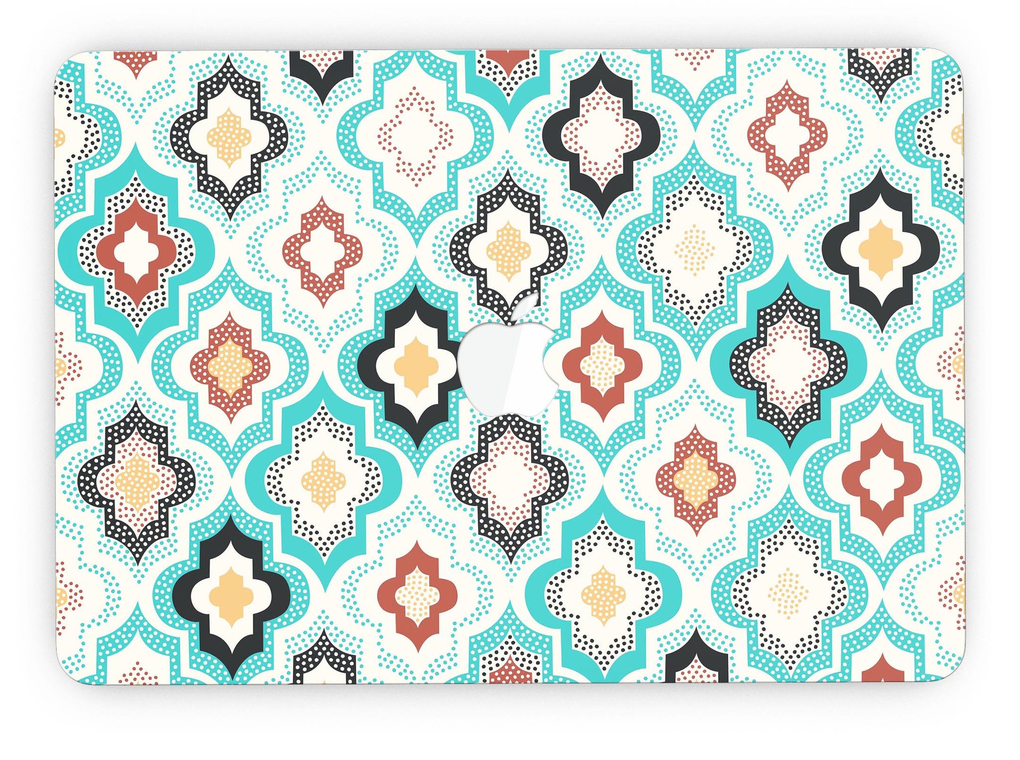 Dotted Moroccan pattern skin for MacBook Pro with Retina Display, showcasing vibrant colors and intricate design.