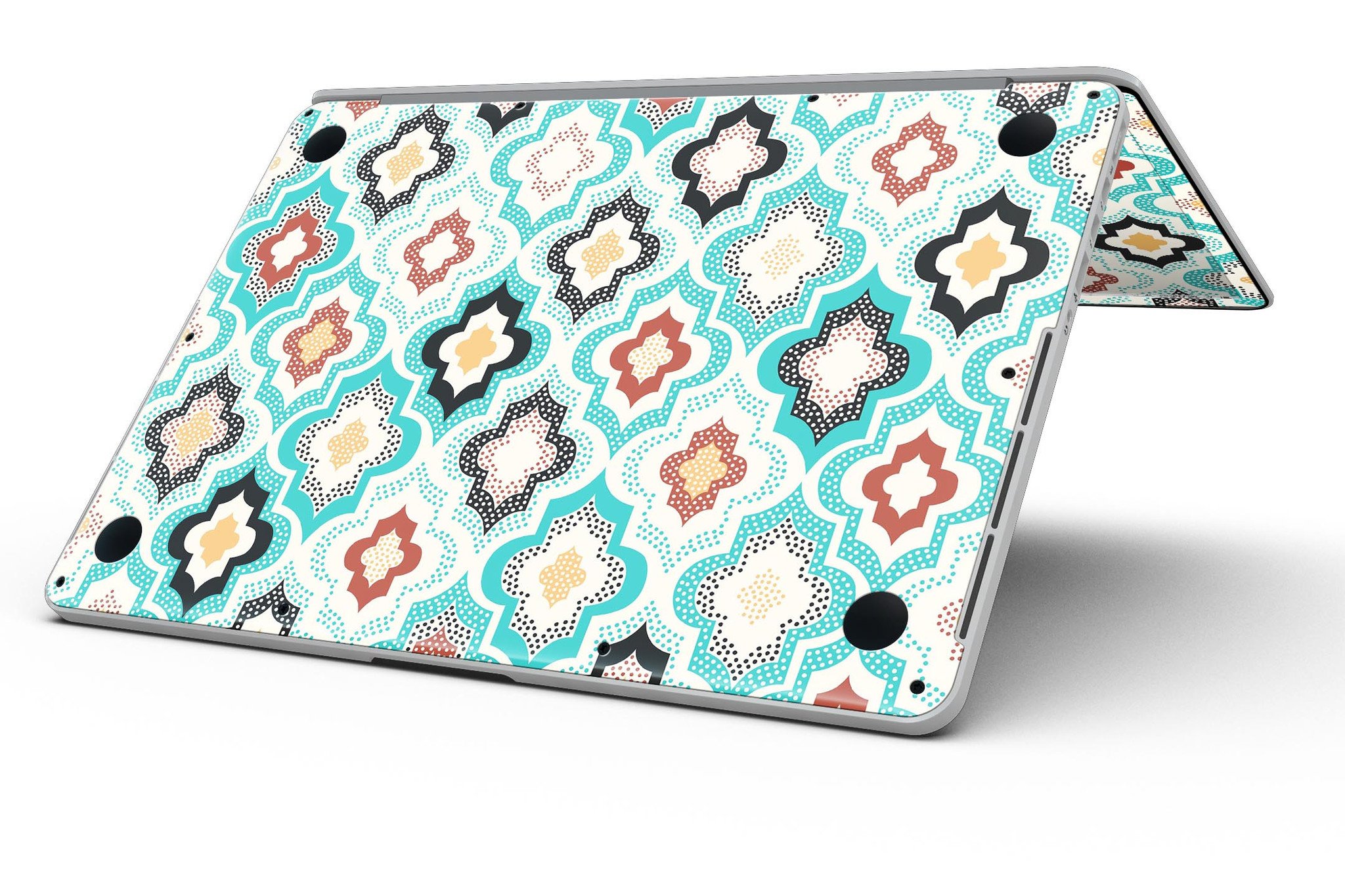 Dotted Moroccan pattern skin for MacBook Pro with Retina Display, showcasing vibrant colors and intricate design.