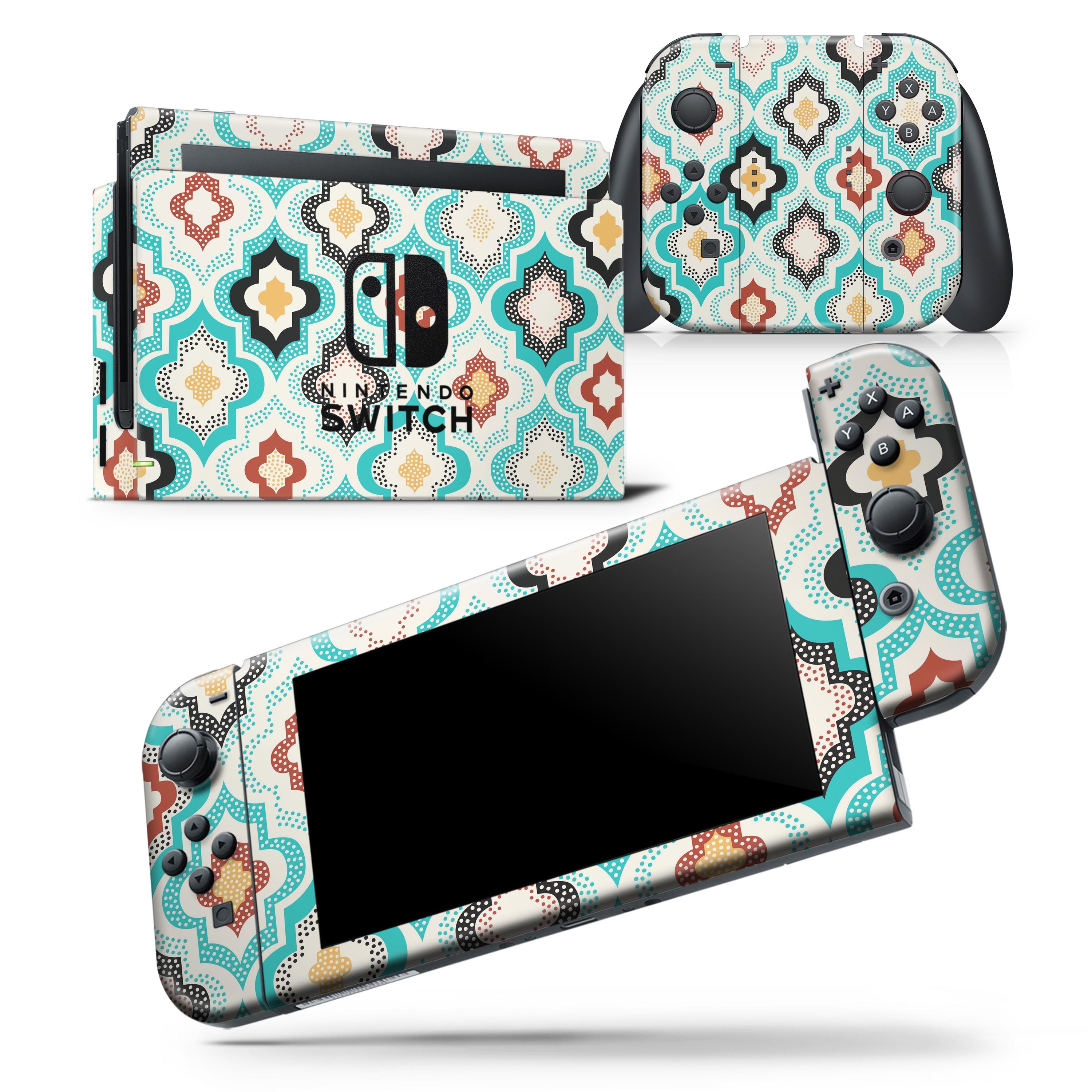 Dotted Moroccan pattern skin wrap decal for Nintendo Switch Lite, showcasing vibrant colors and intricate design.