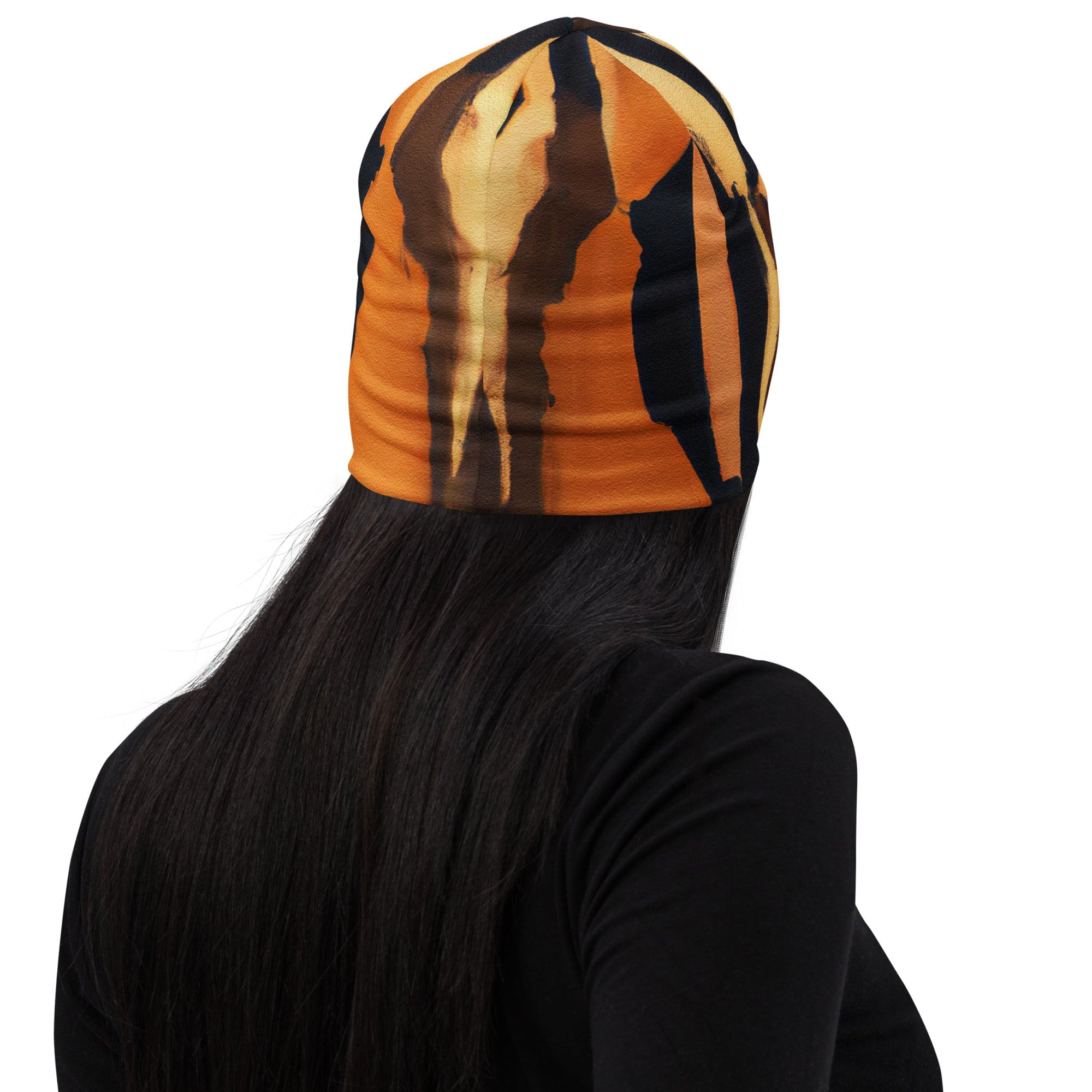 Double-layered beanie hat featuring a unique Zorse Lines Print, showcasing its stylish design and soft fabric.