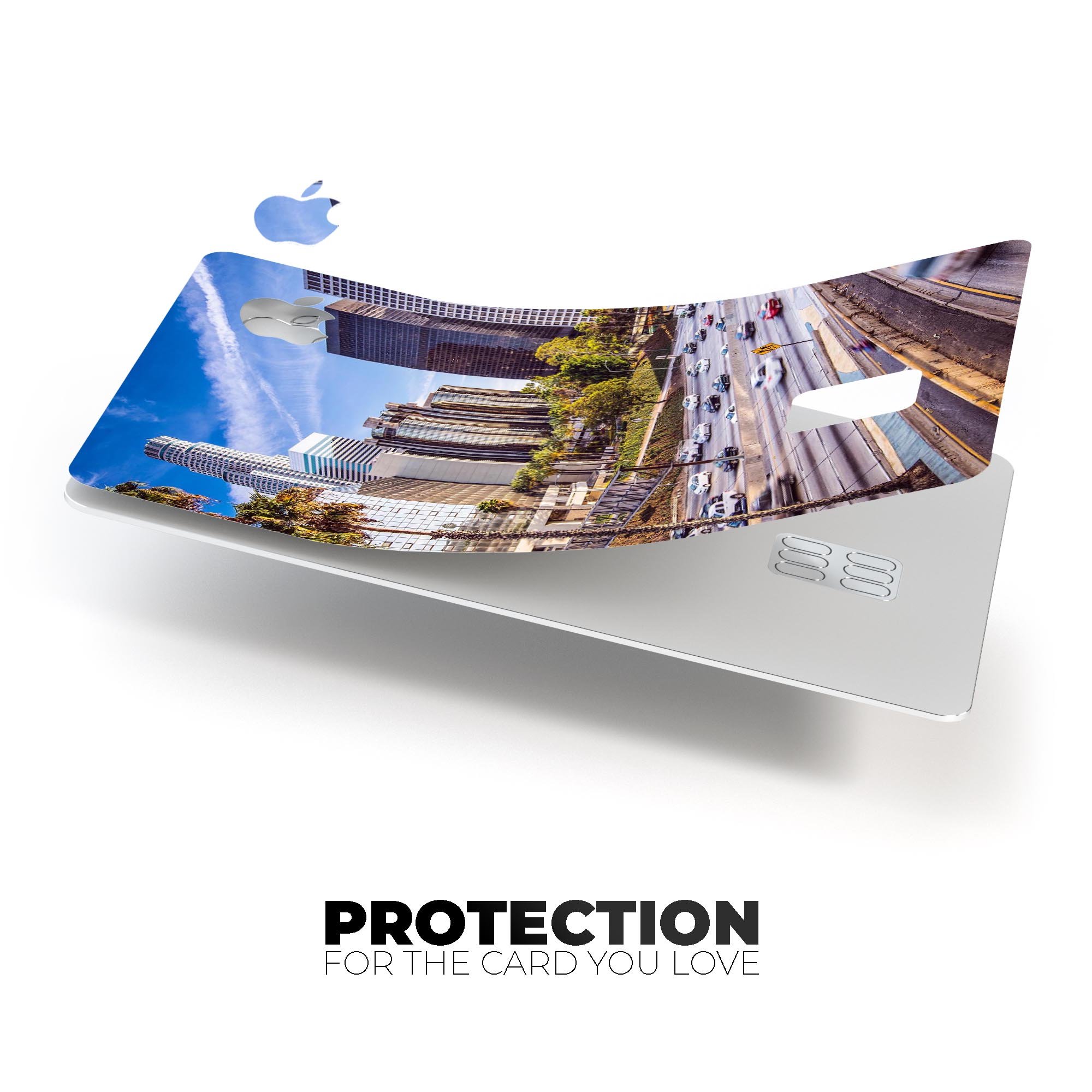 Premium protective decal skin-kit for Apple Card, showcasing ultra-gloss and soft-matte finishes.